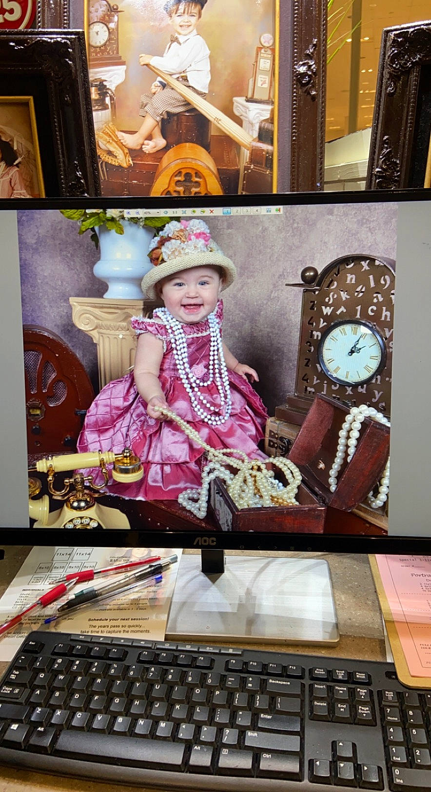 Rosalina is registered to the contest to win money with this photo: audio_equipment, clock, computer, computer_keyboard, desk, electronic_instrument, eyewear, fashion, fashion_design, hat, headwear, input_device, joy, office_equipment, office_supplies, peripheral, person, picture_frame, retail, space_bar