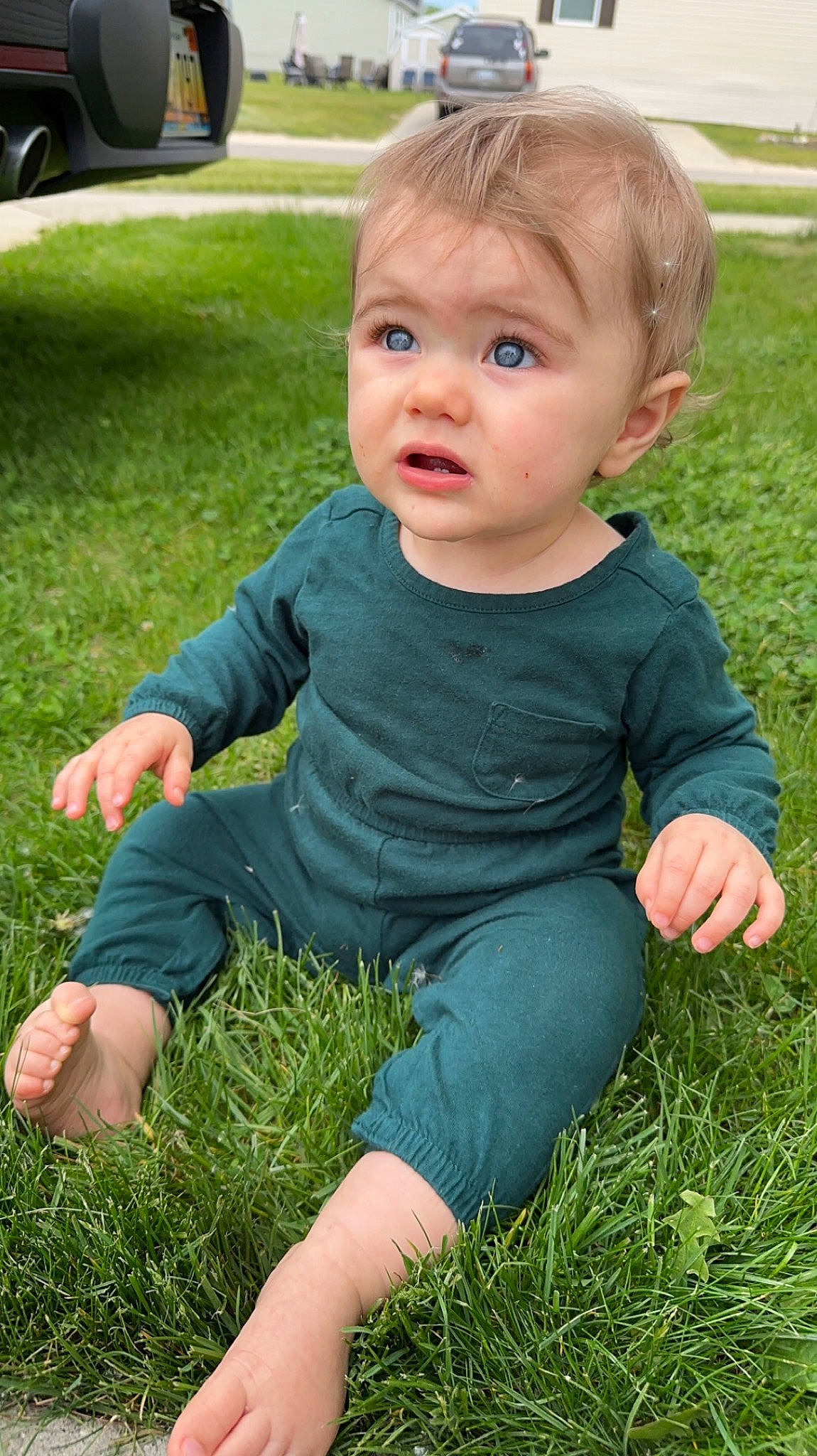 Violette joined the competition — help win amazing prizes! baby_toddler_clothing, cheek, child, finger, fun, grass, hair, hand, happy, head, lawn, leaf, leg, meadow, people_in_nature, person, photograph, plant, snapshot, summer