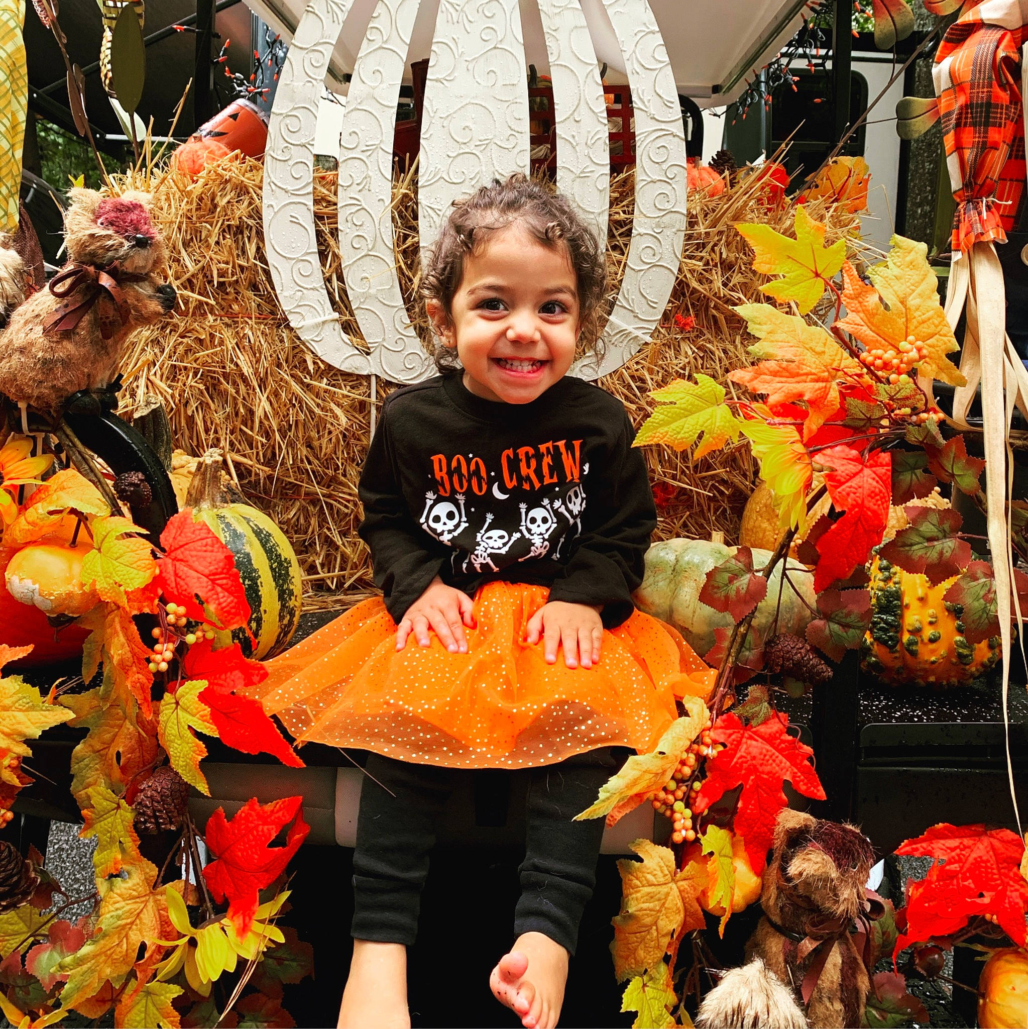 Meena is registered to the contest to win money with this photo: art, autumn, carnival, child, costume, event, festival, fun, happy, joy, leaf, person, pumpkin, smile, tradition, trick_or_treat, world