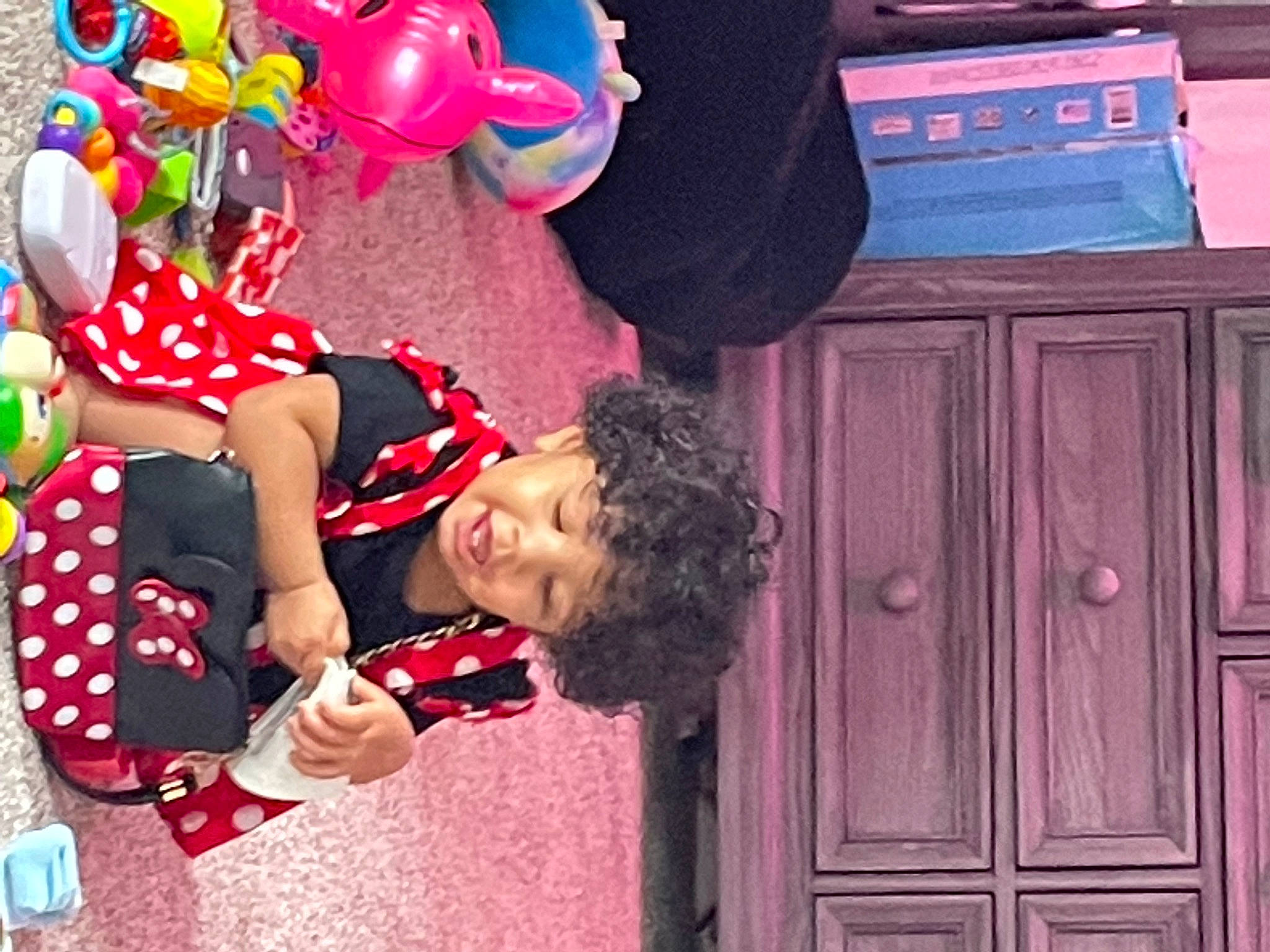 Eviana joined the competition — help win amazing prizes! balloon, child, door, event, fun, happy, hat, holiday, leisure, magenta, party_supply, pattern, person, pink, recreation, red, room, t_shirt, toddler, toy