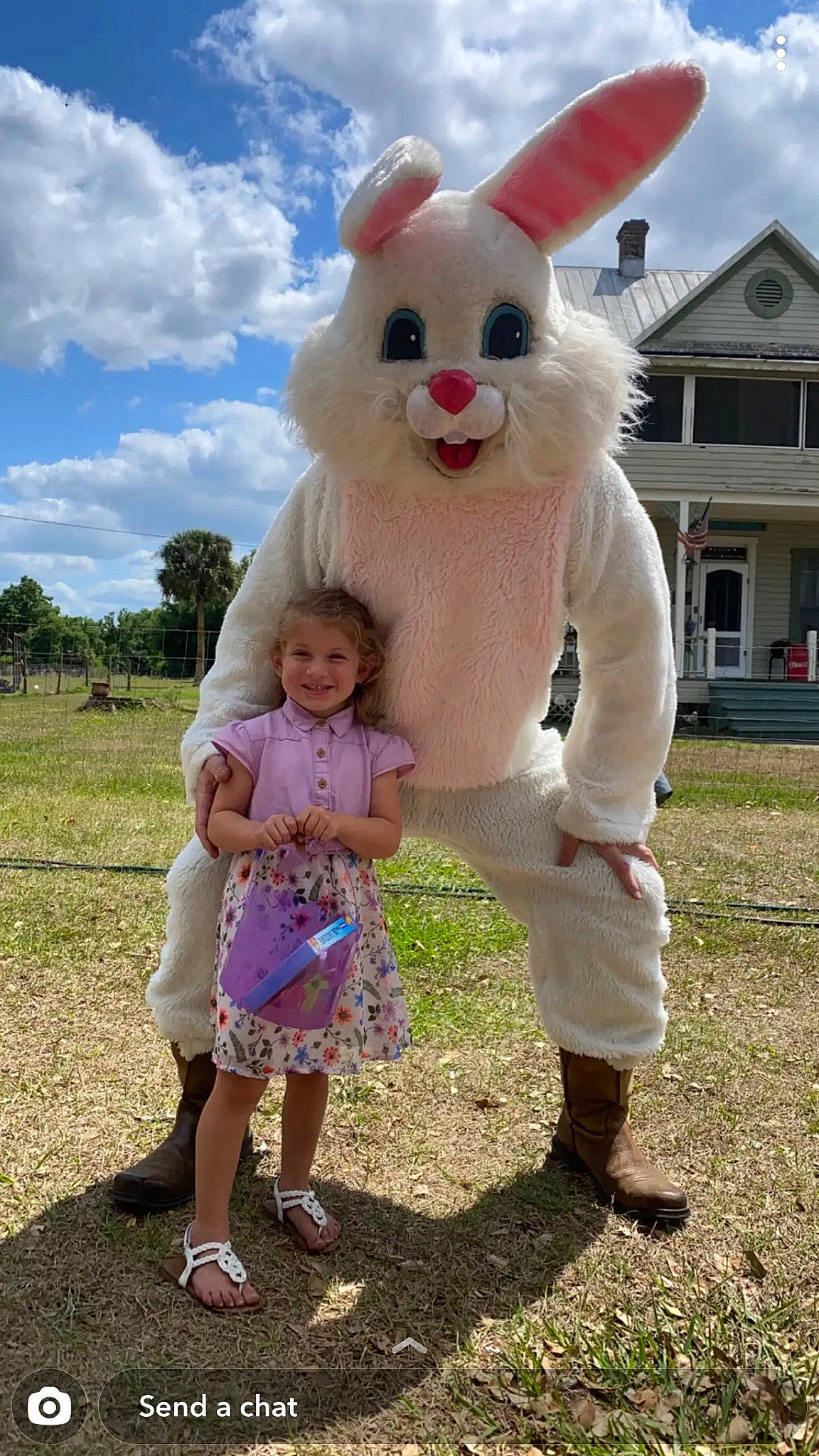 Gabriella is registered to the contest to win money with this photo: baby_toddler_clothing, cloud, easter_bunny, fun, grass, happy, joy, mammal, person, pink, plant, rabbit, rabbits_and_hares, recreation, sandal, shoe, sky, smile, summer, toddler