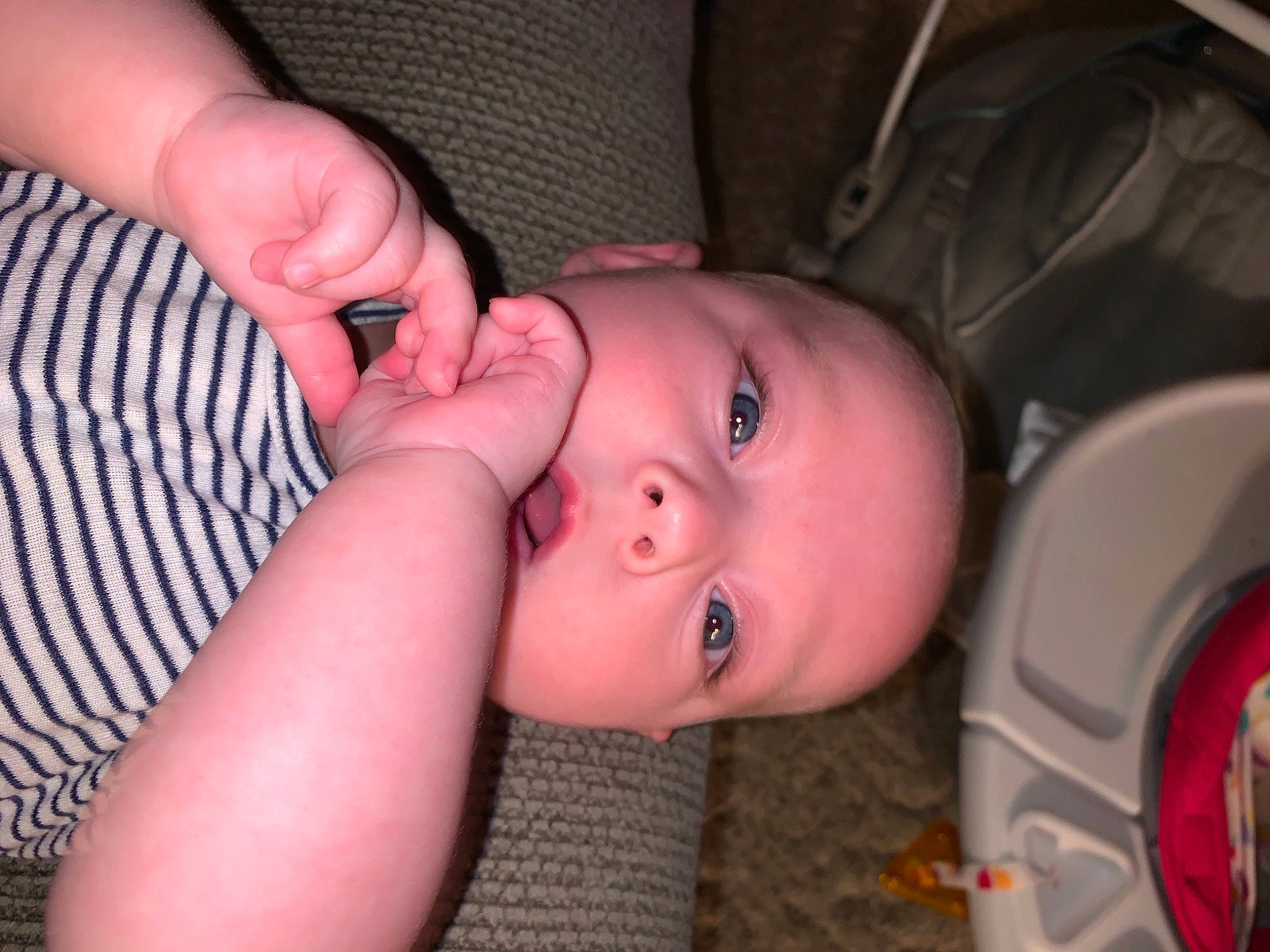 Oakleigh is registered to the contest to win money with this photo: baby, cheek, chin, ear, eye, eyebrow, eyelash, flash_photography, forehead, hair, hairstyle, hand, head, human_body, lip, mouth, muscle, neck, nose, person