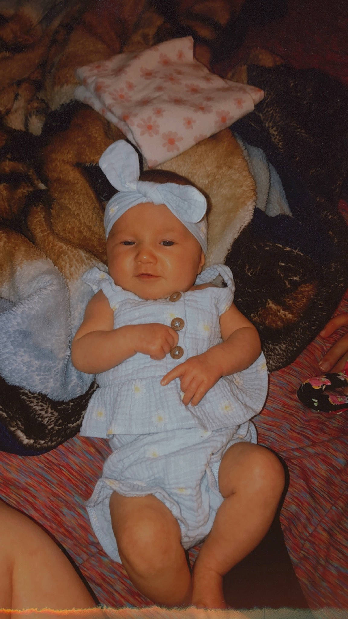 Brooklyn joined the competition — help win amazing prizes! baby, baby_toddler_clothing, cheek, child, comfort, eye, face, happy, hat, head, headgear, headwear, human_leg, iris, lap, person, sitting, skin, textile, thigh