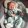 Milán is registered to the contest to win money with this photo: baby, baby_seat, bunny_pattern, child, clothing, comfortable, cushion, cute, floor, happy, indoor, infant, onesie, person, plush, portrait, seat, smiling, soft_toys, sunlight