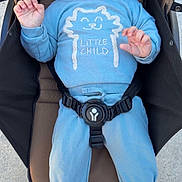 Tiano participe au concours pour gagner de l'argent avec cette photo : baby, child, stroller, blue_outfit, socks, smiling, face, hands, feet, shoes, casual, outdoor, comfort, cute, infant, waving, happy, person, safety_belt, portrait