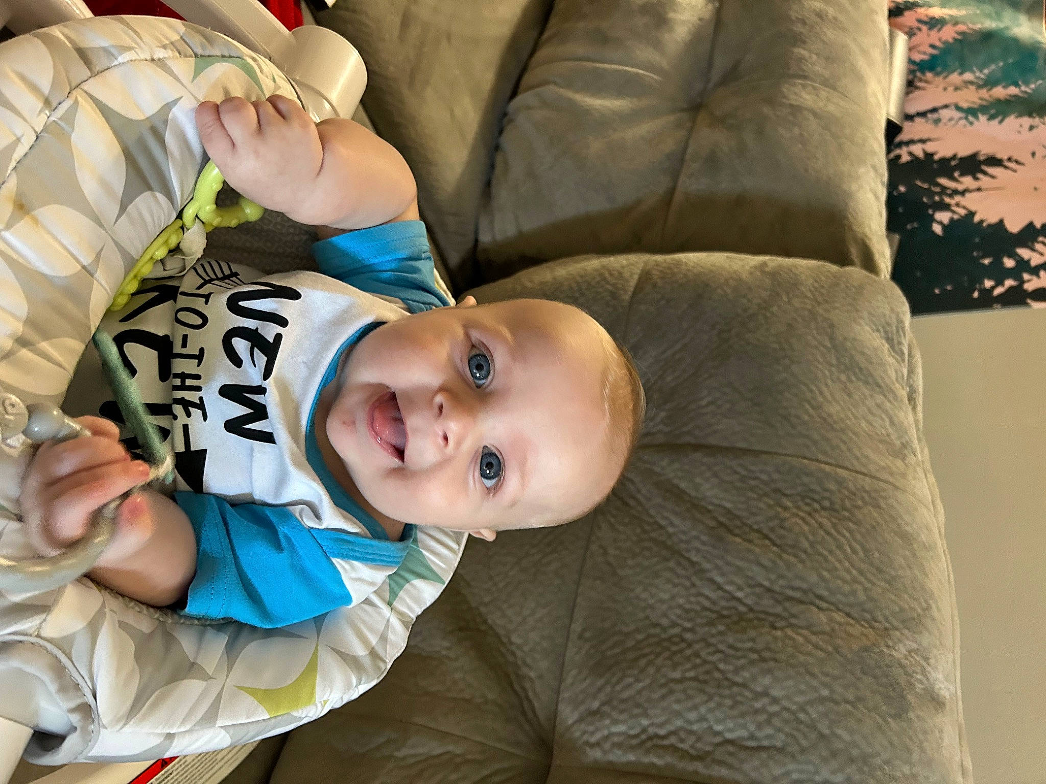 Leo joined the competition — help win amazing prizes! baby, baby_products, baby_toddler_clothing, cheek, child, comfort, couch, fun, person, sitting, sleeve, toddler, wood