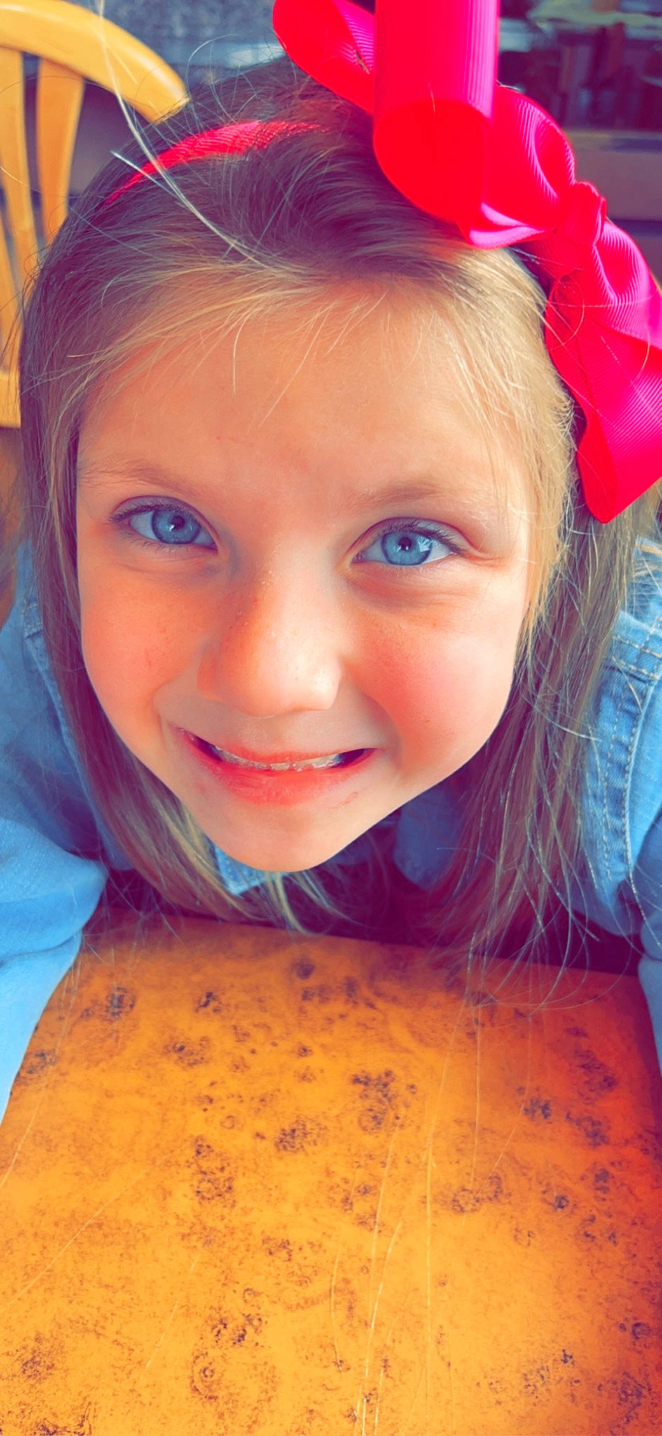 Abigail is registered to the contest to win money with this photo: azure, cheek, chin, cool, electric_blue, eyebrow, eyelash, fun, grass, happy, iris, jaw, joy, lip, mouth, neck, nose, person, pink, skin