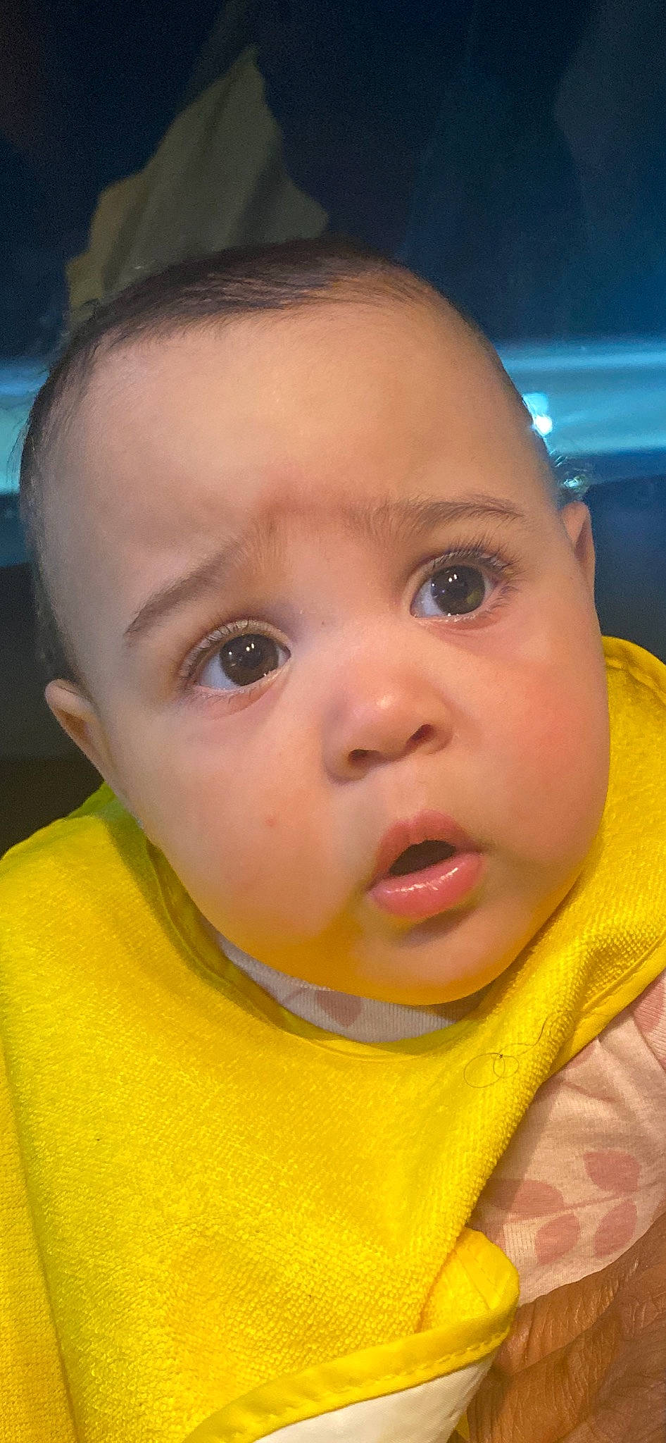 Ayah is registered to the contest to win money with this photo: baby, cheek, child, chin, close_up, ear, eye, eyebrow, face, facial_expression, forehead, head, iris, lip, mouth, nose, person, skin, smile, toddler