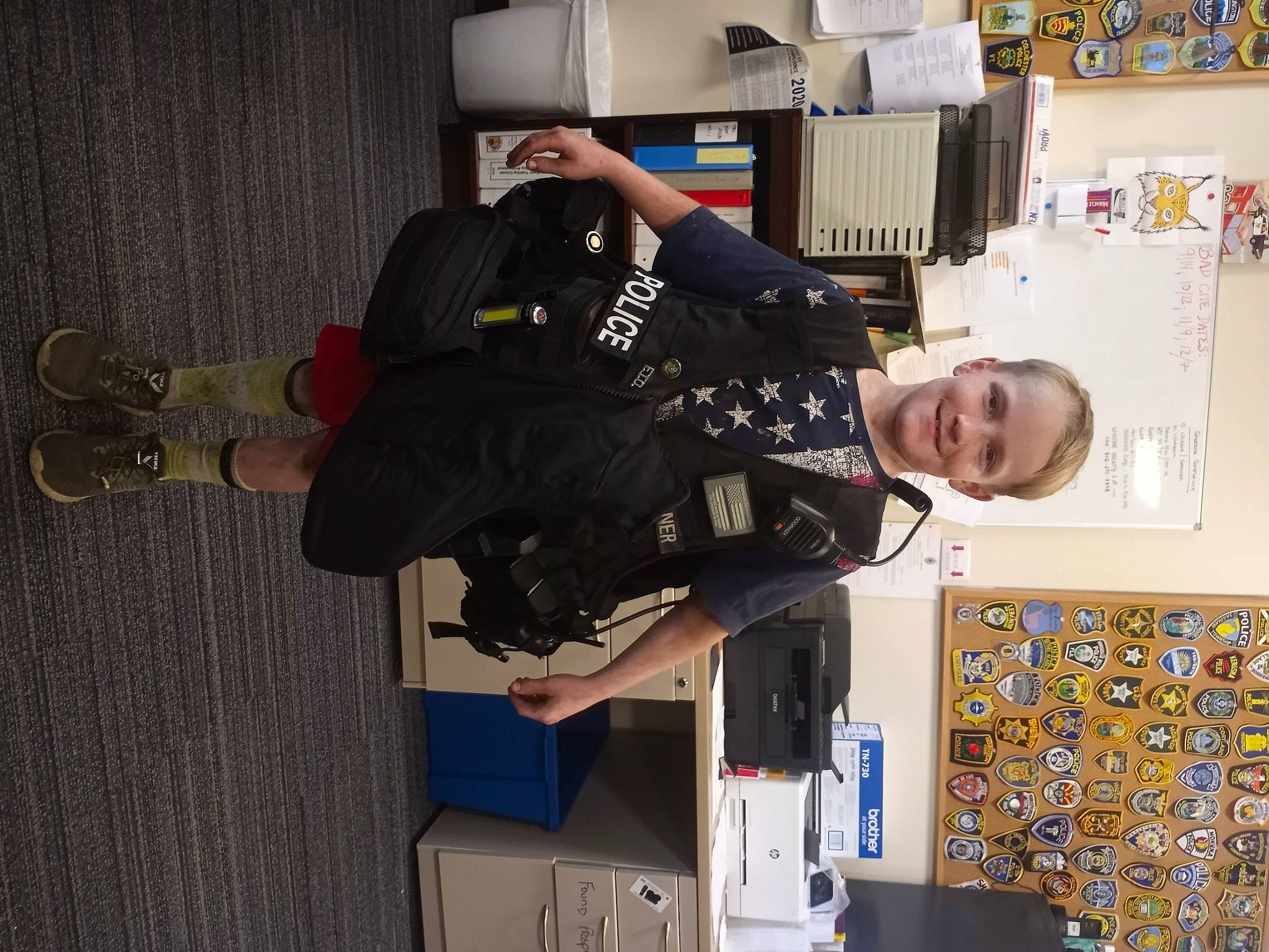 Leeland is registered to the contest to win money with this photo: art, bookcase, building, chair, engineering, job, joy, machine, person, room, shelf, shelving