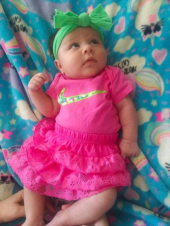 Scarlett joined the competition — help win amazing prizes! aqua, baby, baby_products, baby_toddler_clothing, cap, cheek, child, day_dress, facial_expression, finger, happy, headwear, magenta, one_piece_garment, pattern, person, pink, purple, skin, sleeve