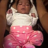 Emy joined the competition — help win amazing prizes! arms, baby, casual, child, clothing, cute, expression, hands, indoors, infant, lap, person, pink_pants, polka_dots, portrait, relaxing, sitting, skin, white_top, young