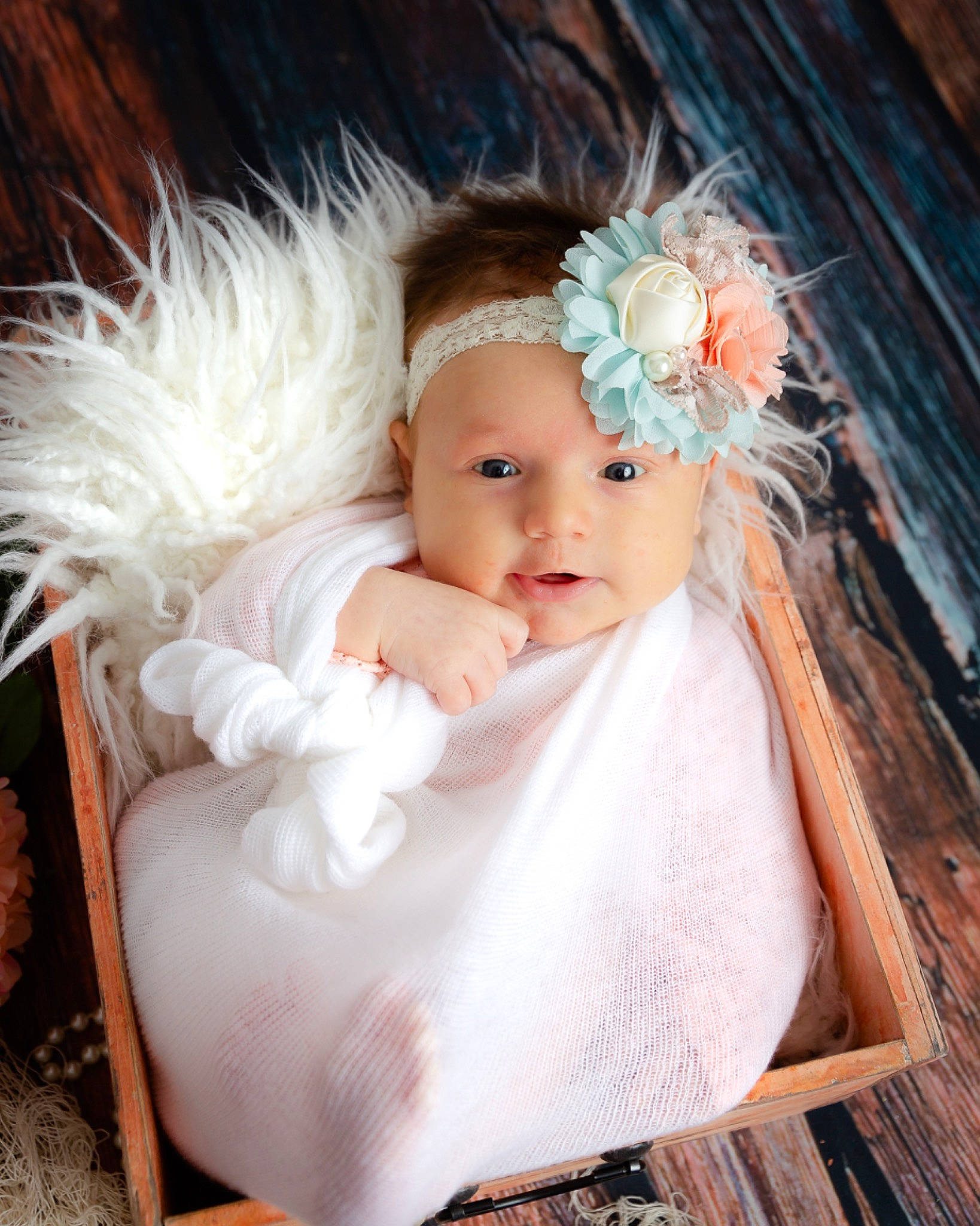 Adrienne joined the competition — help win amazing prizes! baby, child, child_model, fashion_accessory, fur, hair_accessory, headband, headgear, headpiece, headwear, person, toddler