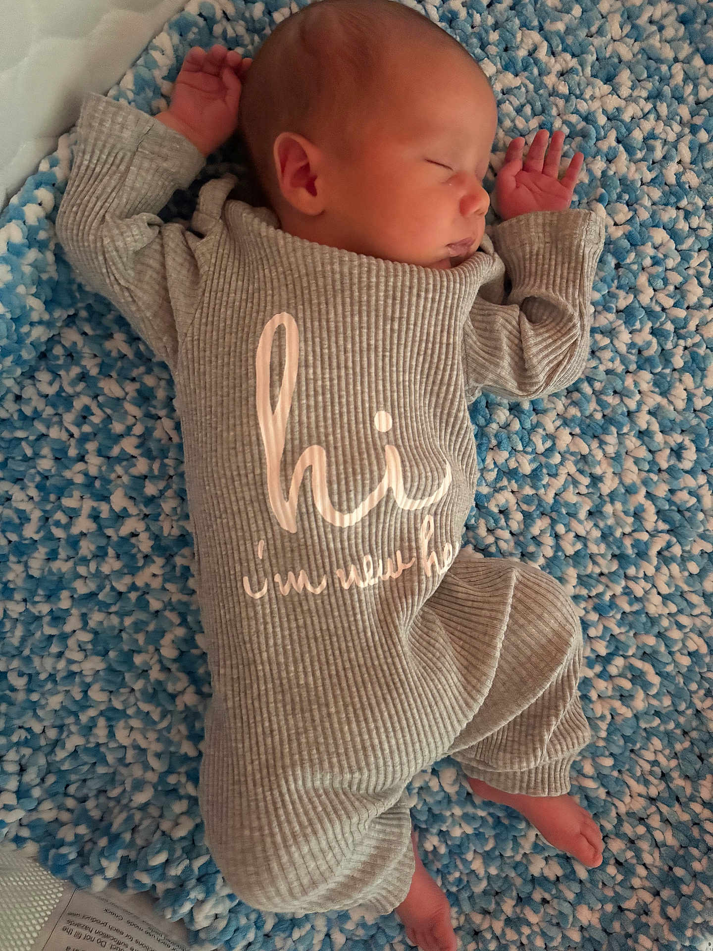 Mason joined the competition — help win amazing prizes! newborn, baby, sleeping, infant, blanket, clothing, ribbed_fabric, foot, hand, head, peaceful, soft_texture, cozy, indoors, portrait, child, cute, rest, sleepwear, blue