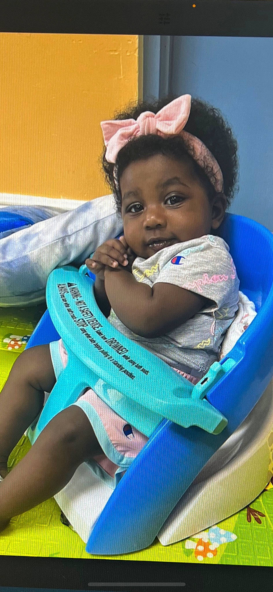 Lashanta Mitchell is registered to the contest to win money with this photo: baby, baby_products, baby_toddler_clothing, blue, cap, child, comfort, electric_blue, fashion_accessory, fun, grass, happy, leisure, person, play, product, recreation, sitting, skin, toddler