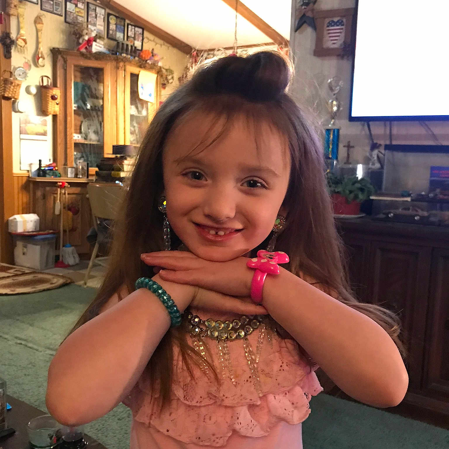 Carrie joined the competition — help win amazing prizes! arm, child, joy, long_hair, person, shoulder, smile, snapshot