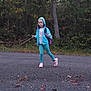 Ava is registered to the contest to win money with this photo: child, walking, hoodie, backpack, outdoor, forest, trees, gravel, path, nature, casual_clothing, footwear, young, person, greenery, leaves, jacket, pink_shoes, daytime, solitary