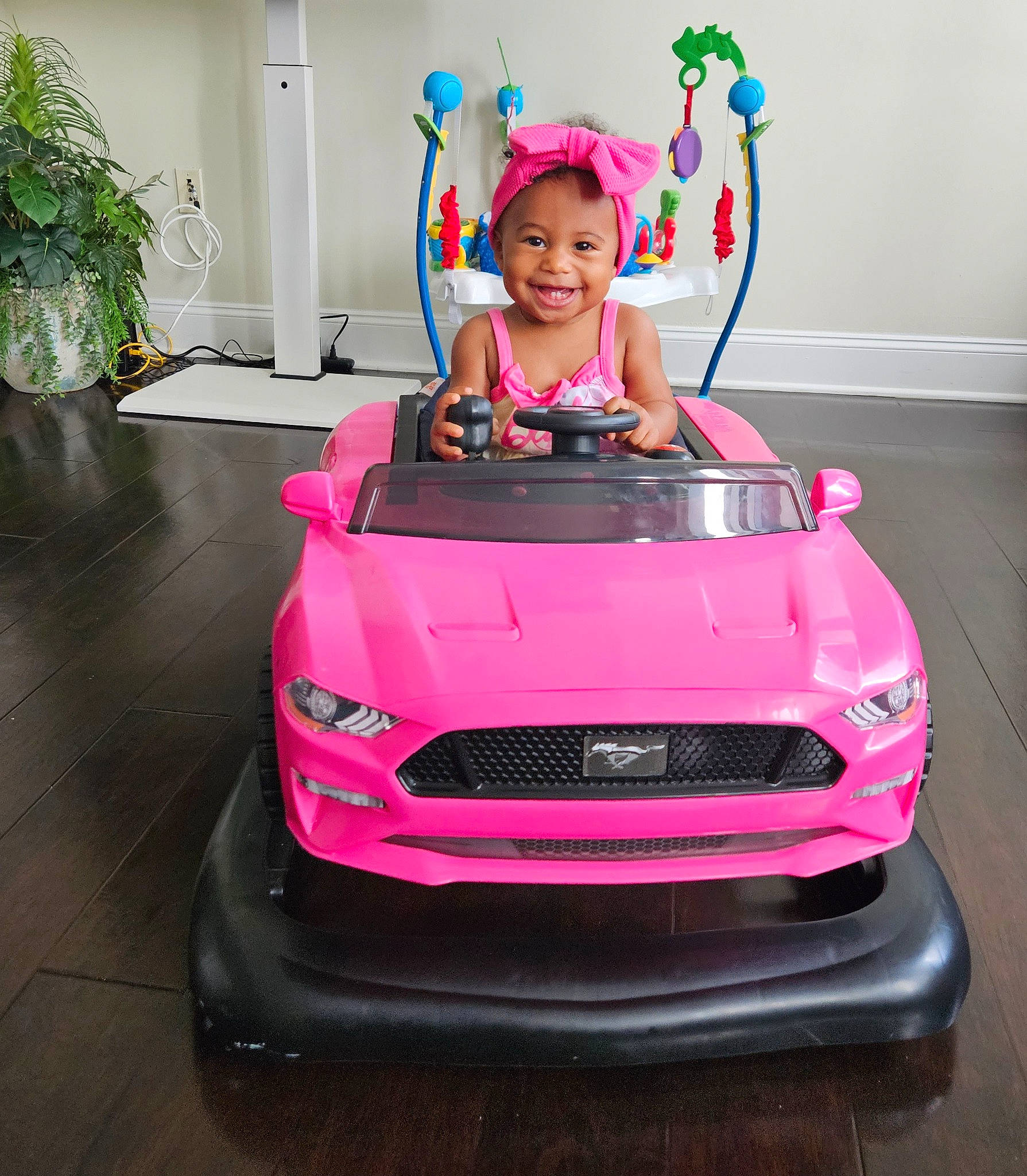 Lovely joined the competition — help win amazing prizes! automotive_design, automotive_exterior, automotive_lighting, bumper, car, flowerpot, grille, headlamp, hood, houseplant, joy, land_vehicle, motor_vehicle, person, personal_luxury_car, pink, plant, smile, tire, toy