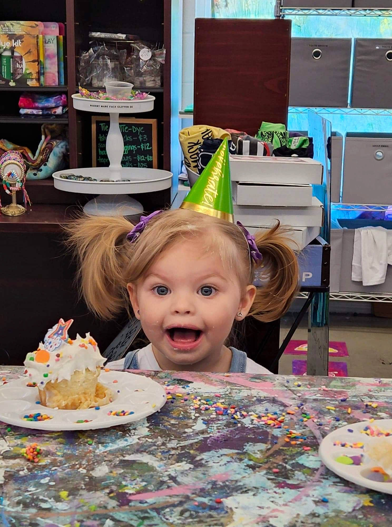 Aubree joined the competition — help win amazing prizes! art, birthday, birthday_cake, cake, cake_decorating, cake_decorating_supply, chair, child, dessert, event, food, icing, party, person, plate, smile, sugar_cake, surprise, sweetness, table