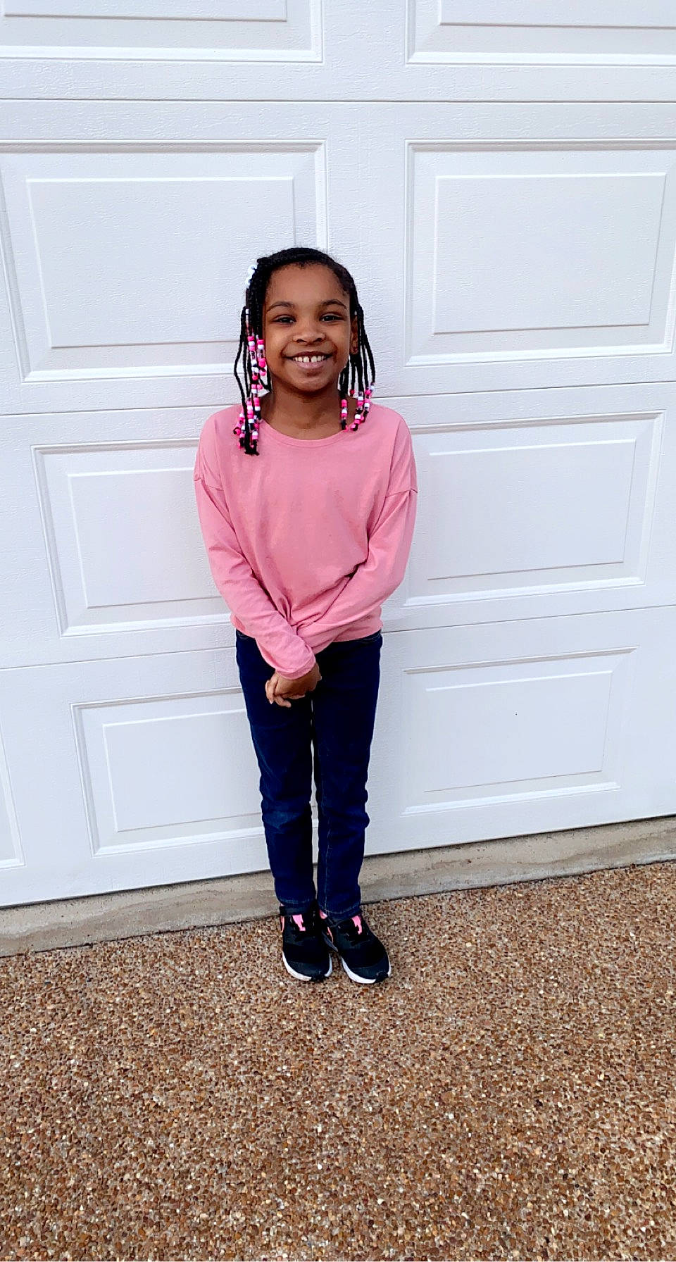 Kailee joined the competition — help win amazing prizes! baby_toddler_clothing, clothing, denim, door, electric_blue, hair, happy, human_leg, jeans, joy, knee, magenta, neck, outerwear, pattern, person, sleeve, smile, street_fashion, toddler