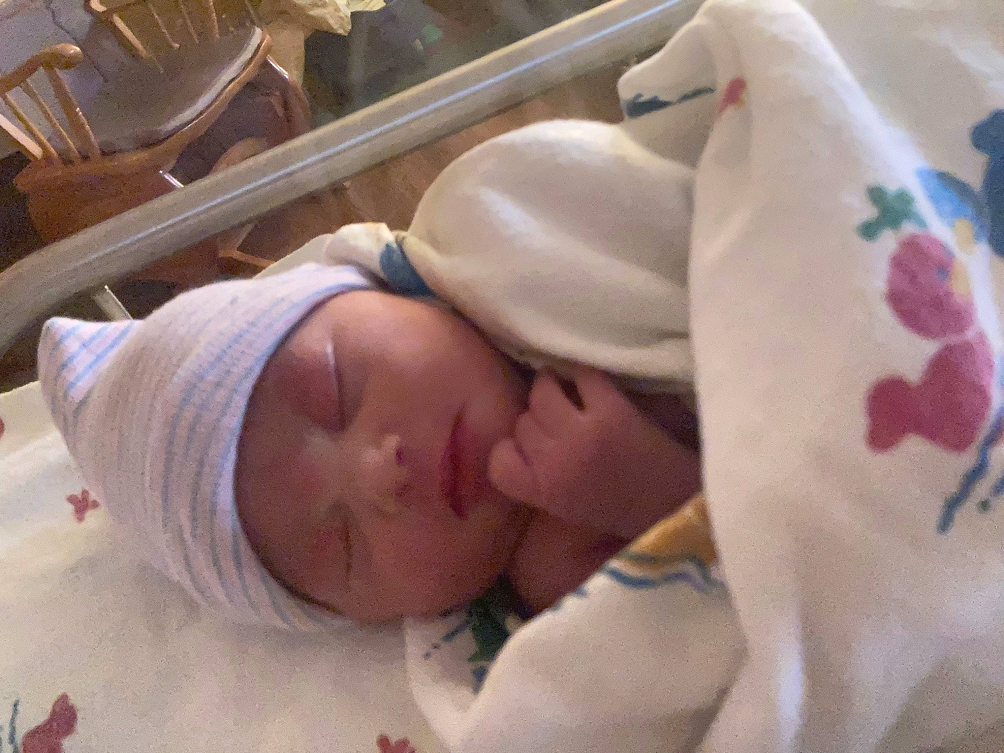 Sophia is registered to the contest to win money with this photo: baby, baby_products, baby_safety, baby_sleeping, baby_toddler_clothing, bed, bedding, bedtime, child, childbirth, comfort, event, hat, headwear, hospital_bed, linens, nap, person, room, service