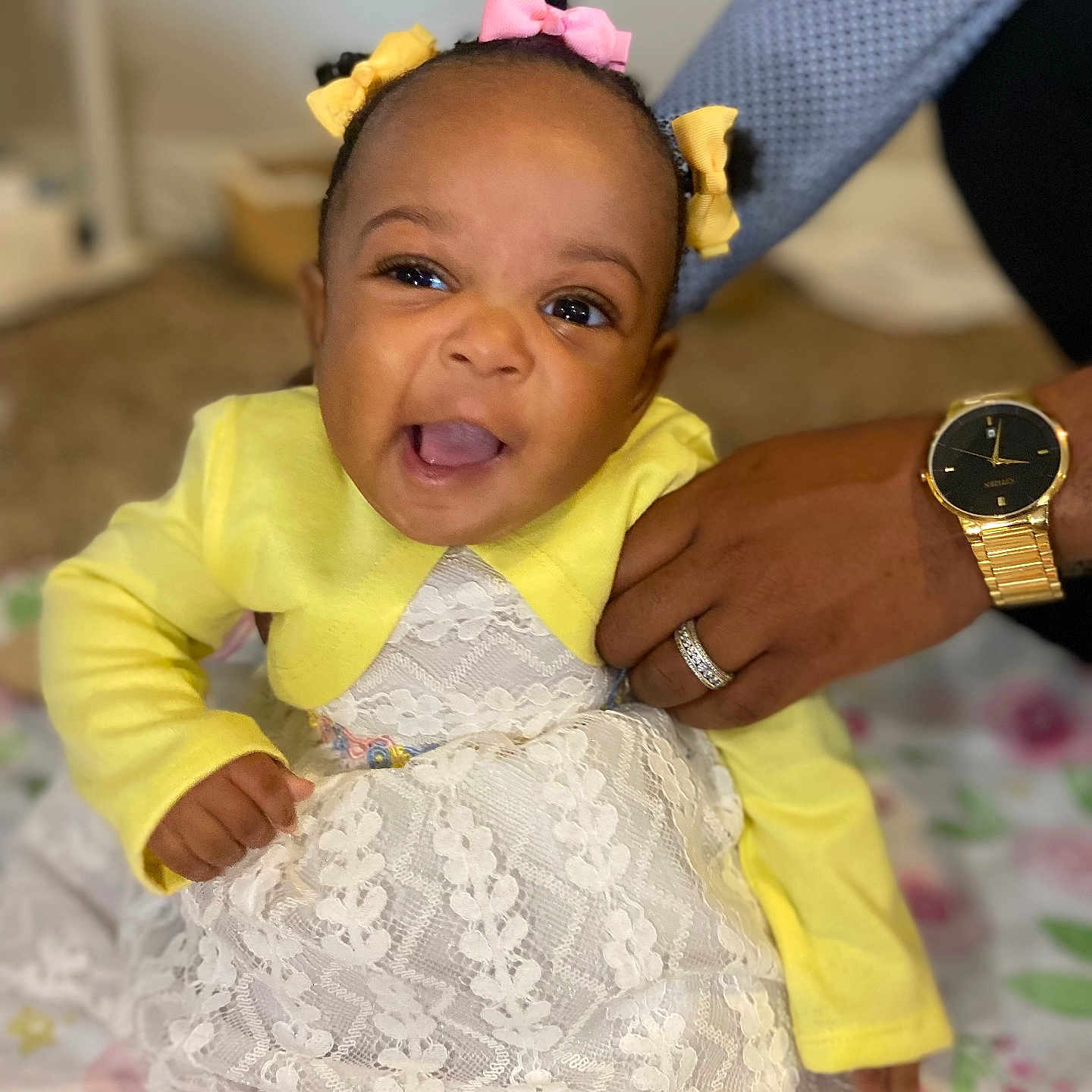 Zoryah is registered to the contest to win money with this photo: accessories, arm, baby, babylaughing, bodypart, bracelet, clothing, dress, face, finger, hand, happy, head, jewelry, laughing, necklace, person, photography, portrait, wristwatch
