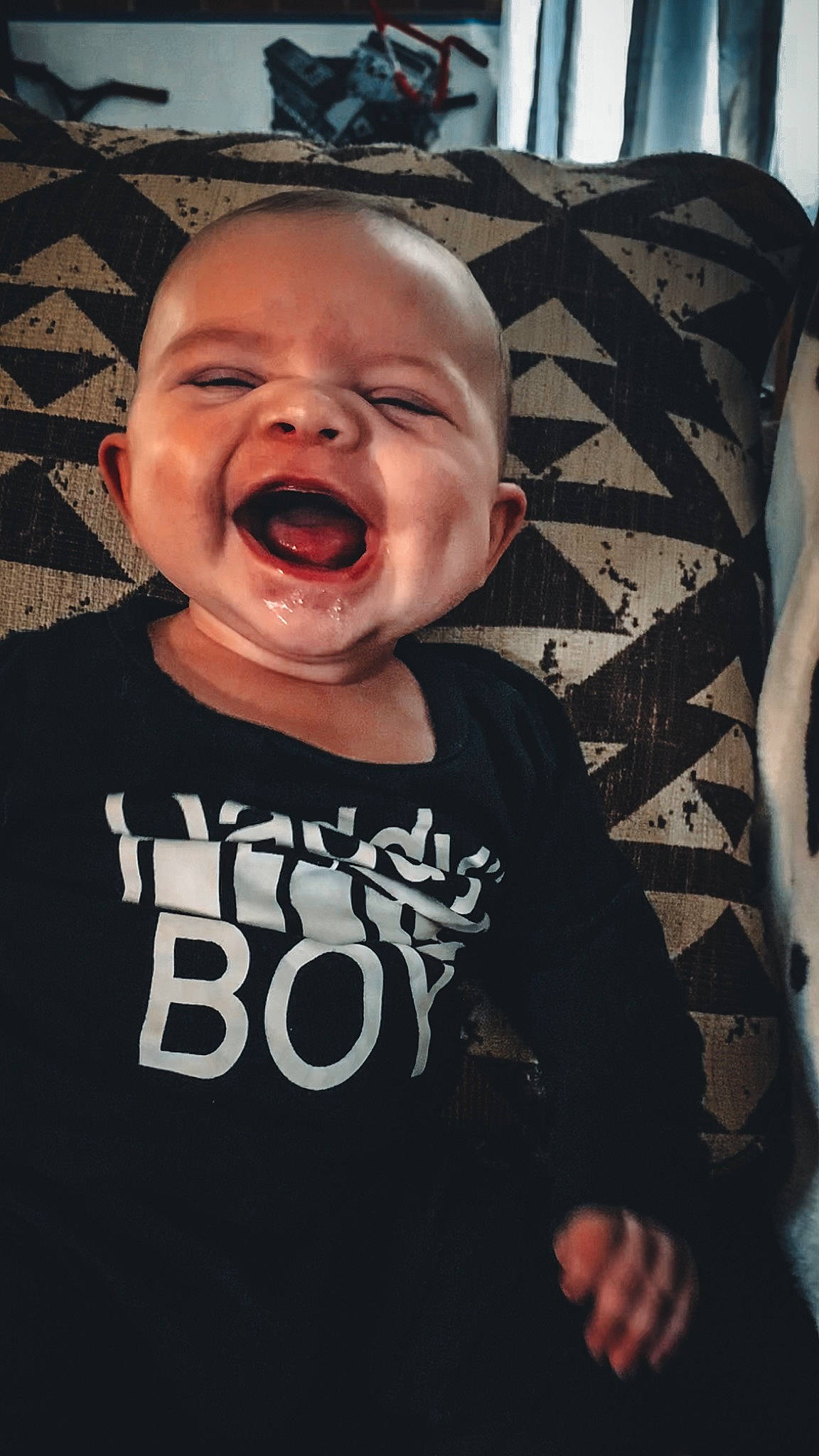 Bruce joined the competition — help win amazing prizes! arm, baby, baby_toddler_clothing, cheek, comfort, cool, eye, eyebrow, flash_photography, fun, happy, human, person, product, room, shout, sleeve, smile, t_shirt, toddler