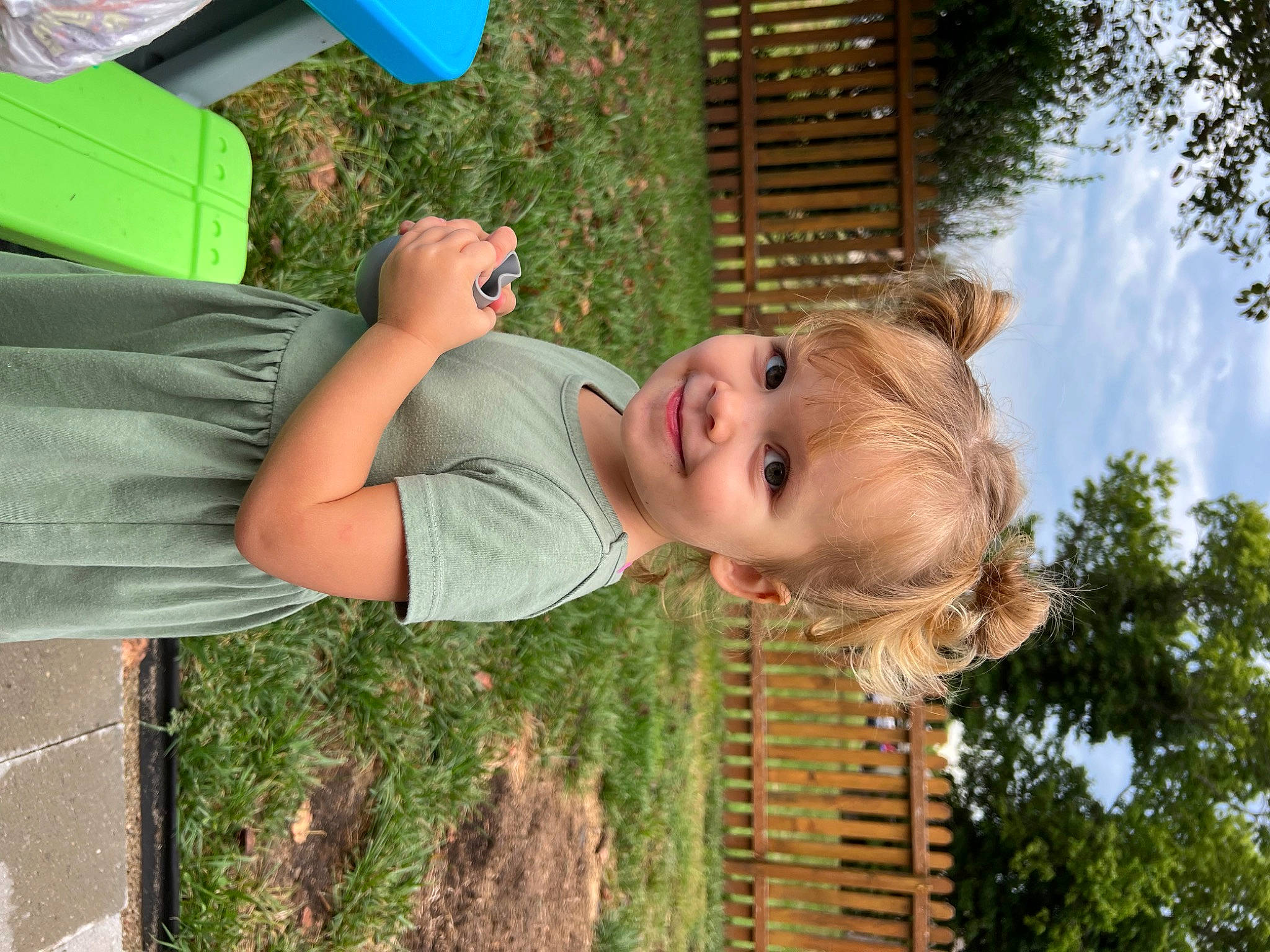 Kenna joined the competition — help win amazing prizes! child, cloud, elbow, fun, gesture, grass, green, happy, joy, leaf, leisure, people_in_nature, person, plant, sky, smile, summer, t_shirt, toddler, tree