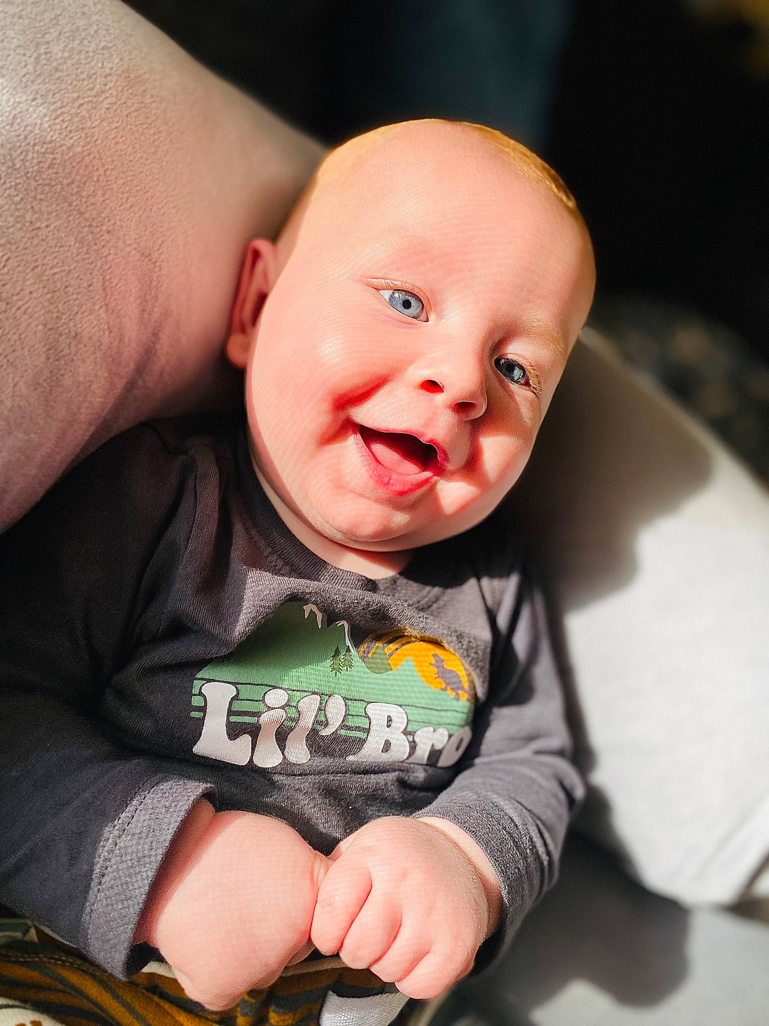 Jensen joined the competition — help win amazing prizes! arm, baby, baby_toddler_clothing, cheek, comfort, eye, finger, flash_photography, gesture, hair, happy, iris, lip, mouth, nose, person, skin, sleeve, smile, t_shirt