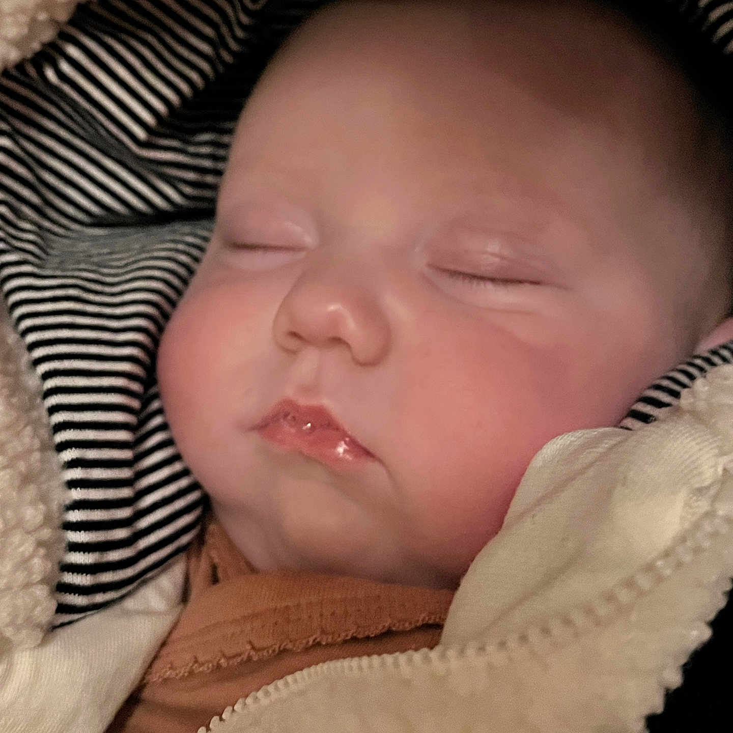 Prudence participe au concours pour gagner de l'argent avec cette photo : apparel, baby, blanket, cheeks, child, closed_eyes, closeup, cozy, cute, face, fleece, hood, infant, peaceful, portrait, resting, sleeping, soft_texture, warm, young_child