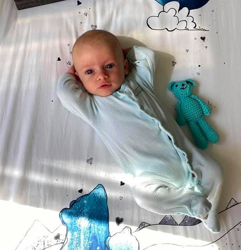 Brogan joined the competition — help win amazing prizes! baby, baby_toddler_clothing, child, person, sleeve, toddler, turquoise