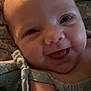 Drew is registered to the contest to win money with this photo: baby, smiling, face, infant, child, closeup, happy, skin, clothing, blanket, portrait, cute, joy, eyes, cheeks, newborn, soft, indoors, babywear, toddler