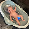 baby, bath, bathtub, blue_heart_emoji, care, child, cleaning, cute, expression, floor, indoor, infant, naked, parenting, plastic, sitting, skin, small, water, wet