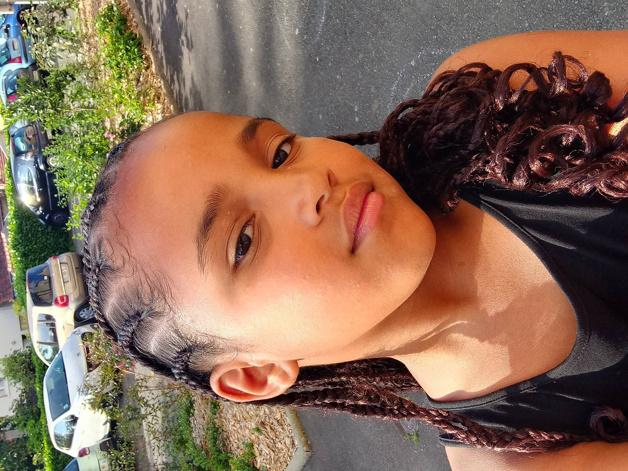 Mélissa participe au concours pour gagner de l'argent avec cette photo : black_hair, chest, child, earrings, eyelash, fashion_accessory, flash_photography, fun, grass, happy, leisure, lip, nose, people_in_nature, person, plant, portrait_photography, tree