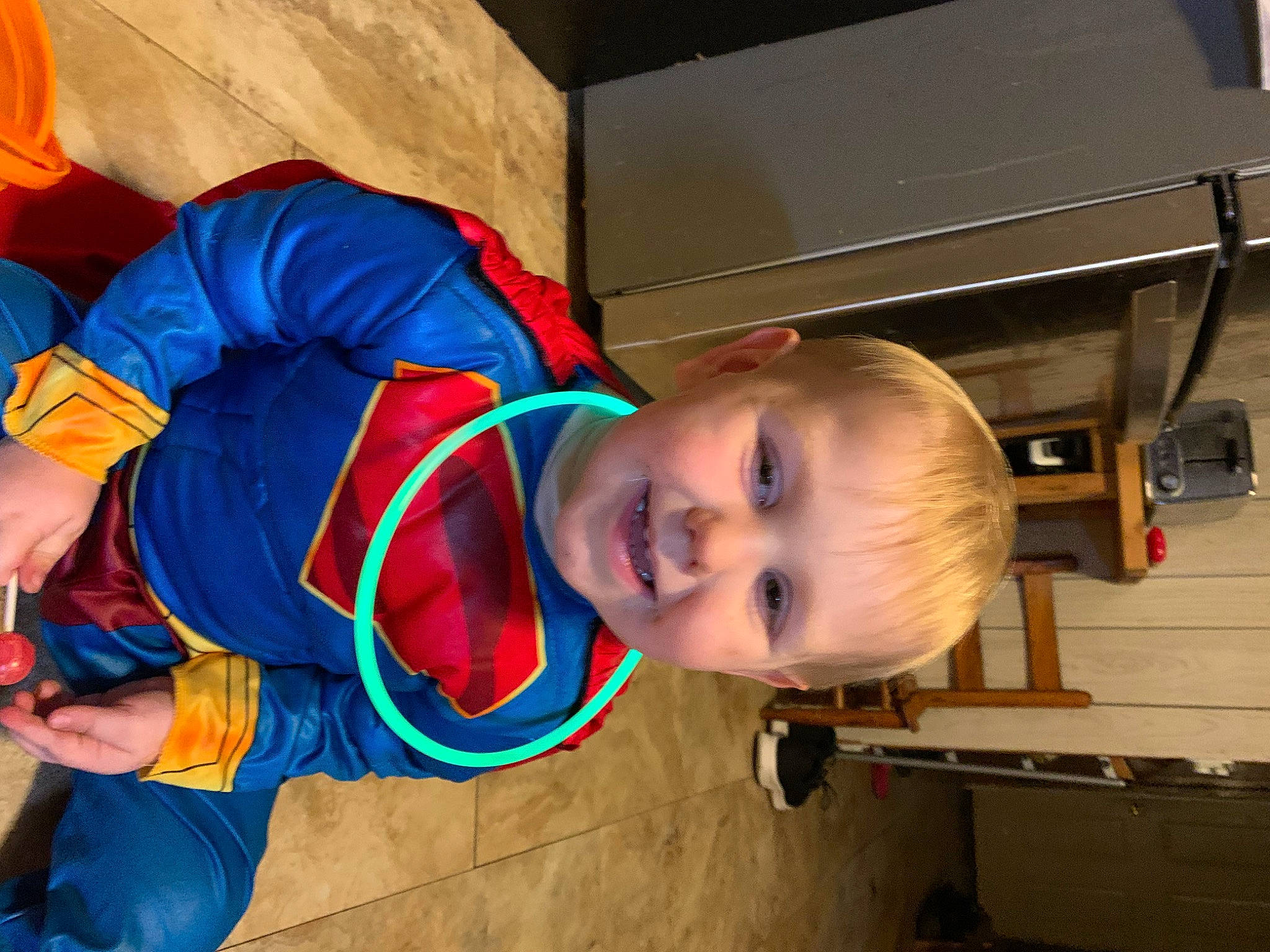 Jesse joined the competition — help win amazing prizes! baby_toddler_clothing, child, costume, electric_blue, fictional_character, flooring, fun, happy, joy, person, personal_protective_equipment, play, room, smile, toddler, wood