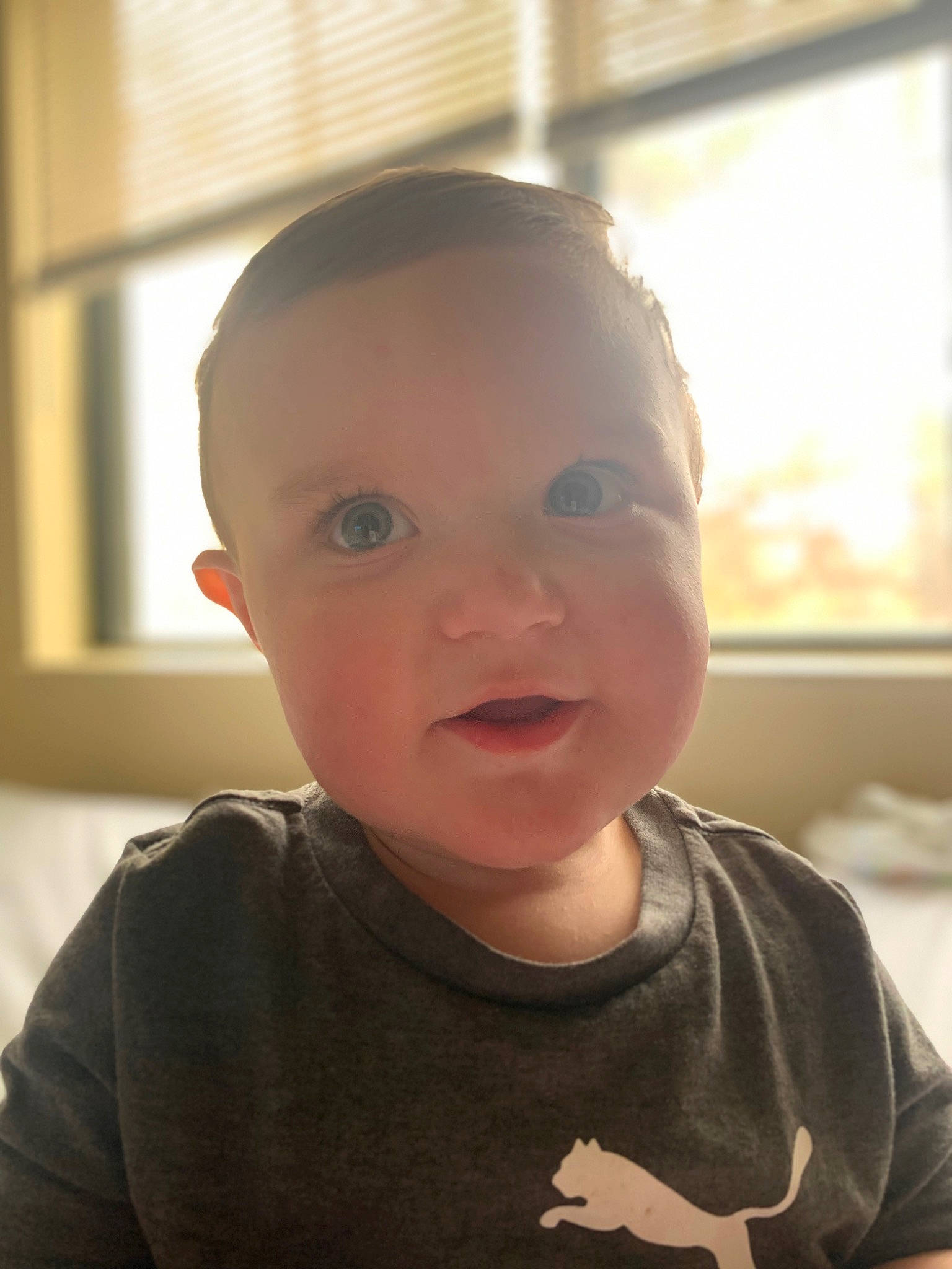 Ben is registered to the contest to win money with this photo: baby, baby_toddler_clothing, cheek, clothing, cool, ear, eyebrow, eyelash, forehead, happy, iris, jaw, lip, mouth, neck, nose, person, skin, sleeve, smile