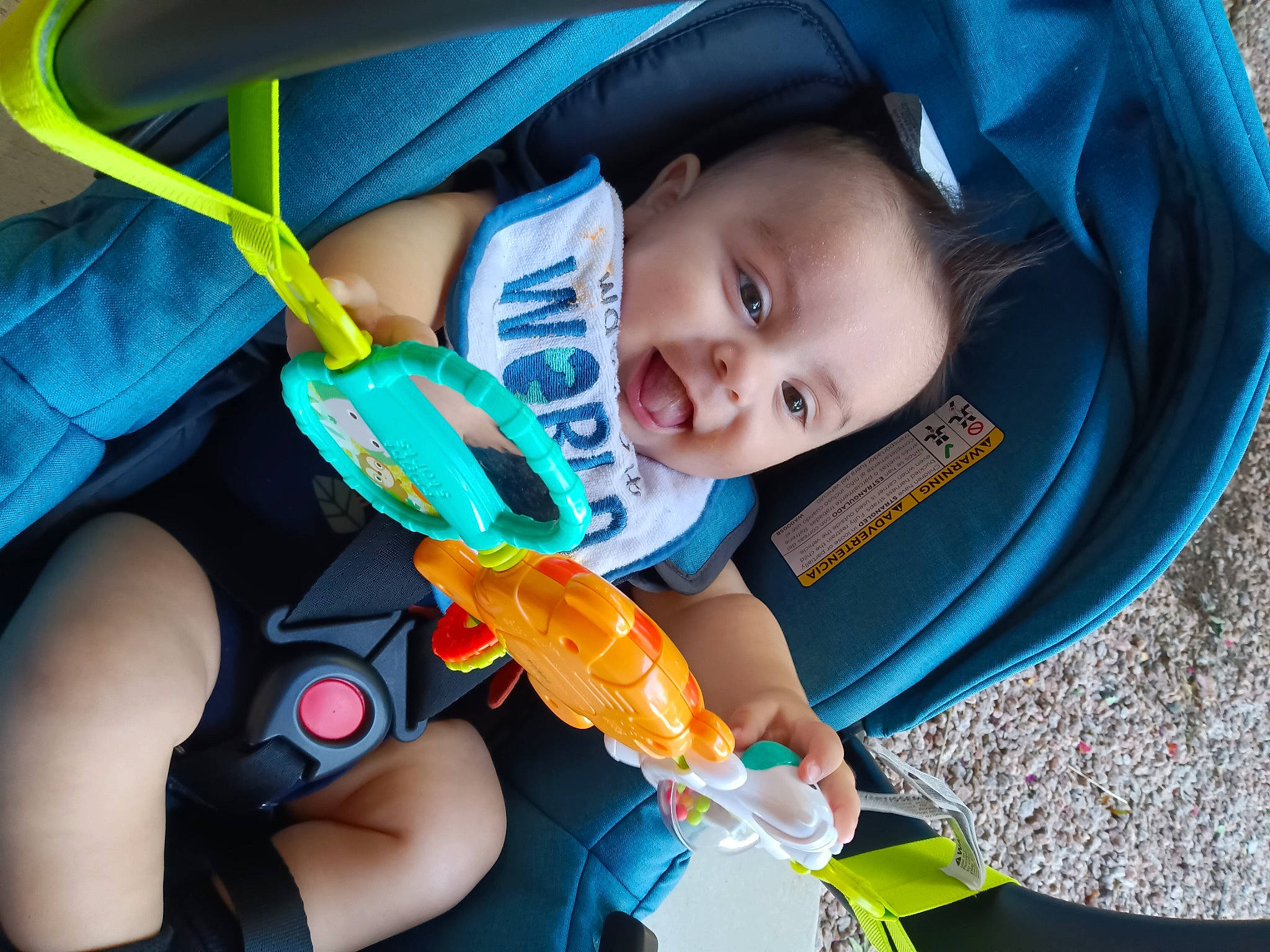 Giovanni is registered to the contest to win money with this photo: baby, baby_carriage, baby_products, baby_toddler_clothing, blue, child, electric_blue, fashion_accessory, finger, fun, hand, happy, hat, leisure, nail, person, product, smile, snapshot, thumb