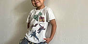 Matthew is registered to the contest to win money with this photo: beachwear, blackhair, boy, child, clothing, dimples, face, hair, happy, head, male, pants, person, shorts, sitting, skirt, sleeve, smile, standing, t_shirt