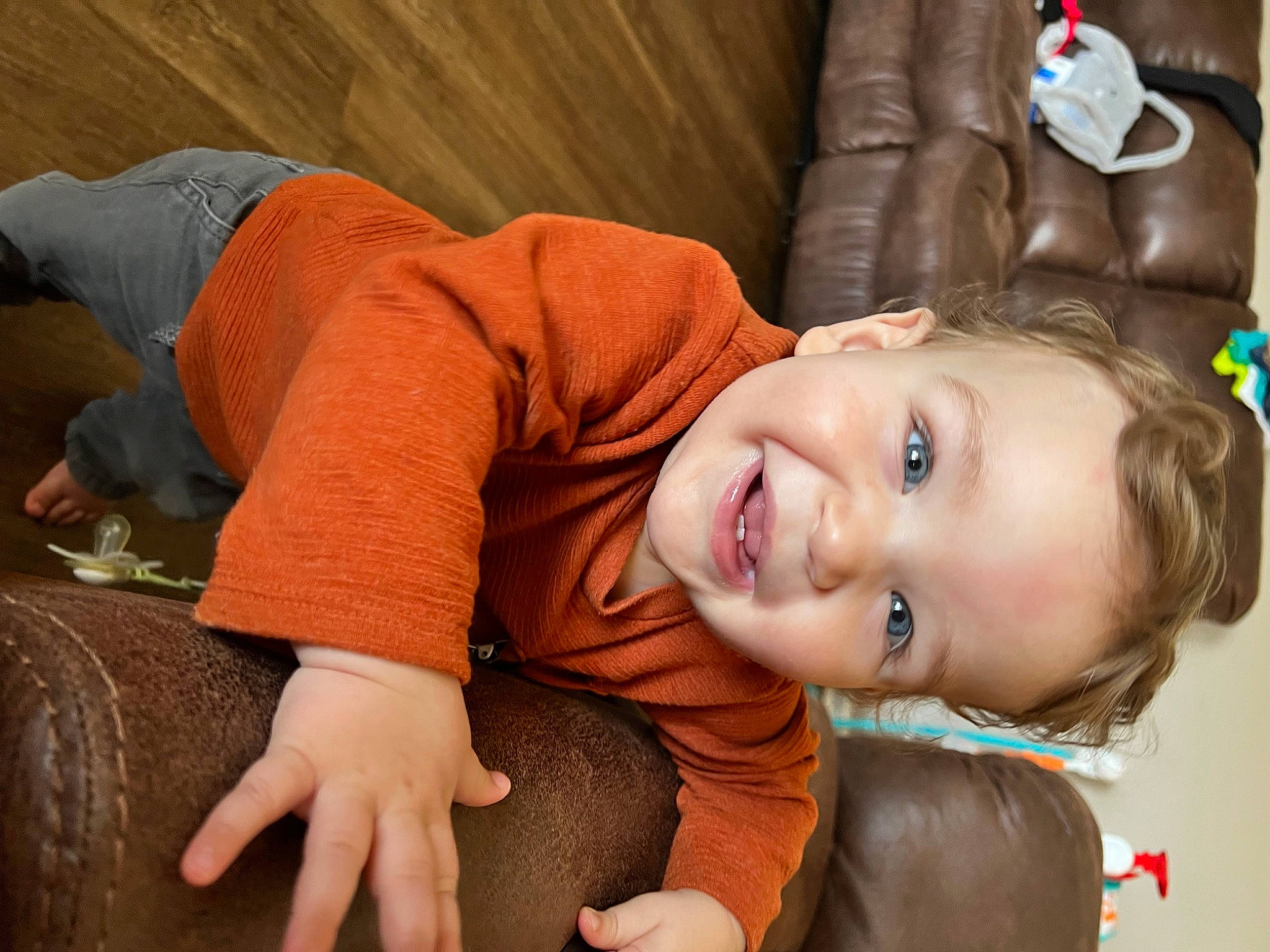 Cooper joined the competition — help win amazing prizes! cheek, chin, eye, face, finger, flash_photography, gesture, hair, happy, head, human_body, iris, joy, mammal, mouth, nose, orange, person, skin, smile