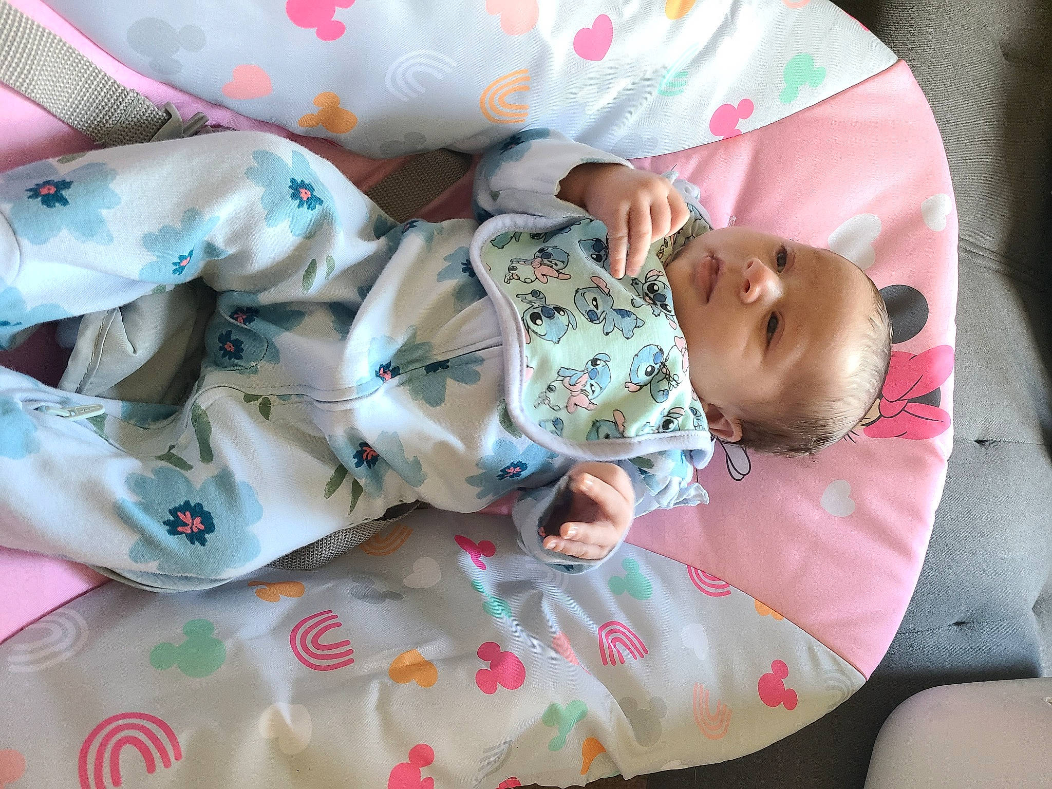 Kiya is registered to the contest to win money with this photo: baby, baby_products, baby_toddler_clothing, child, comfort, linens, pattern, person, pink, room, sleep, sleeve, toddler
