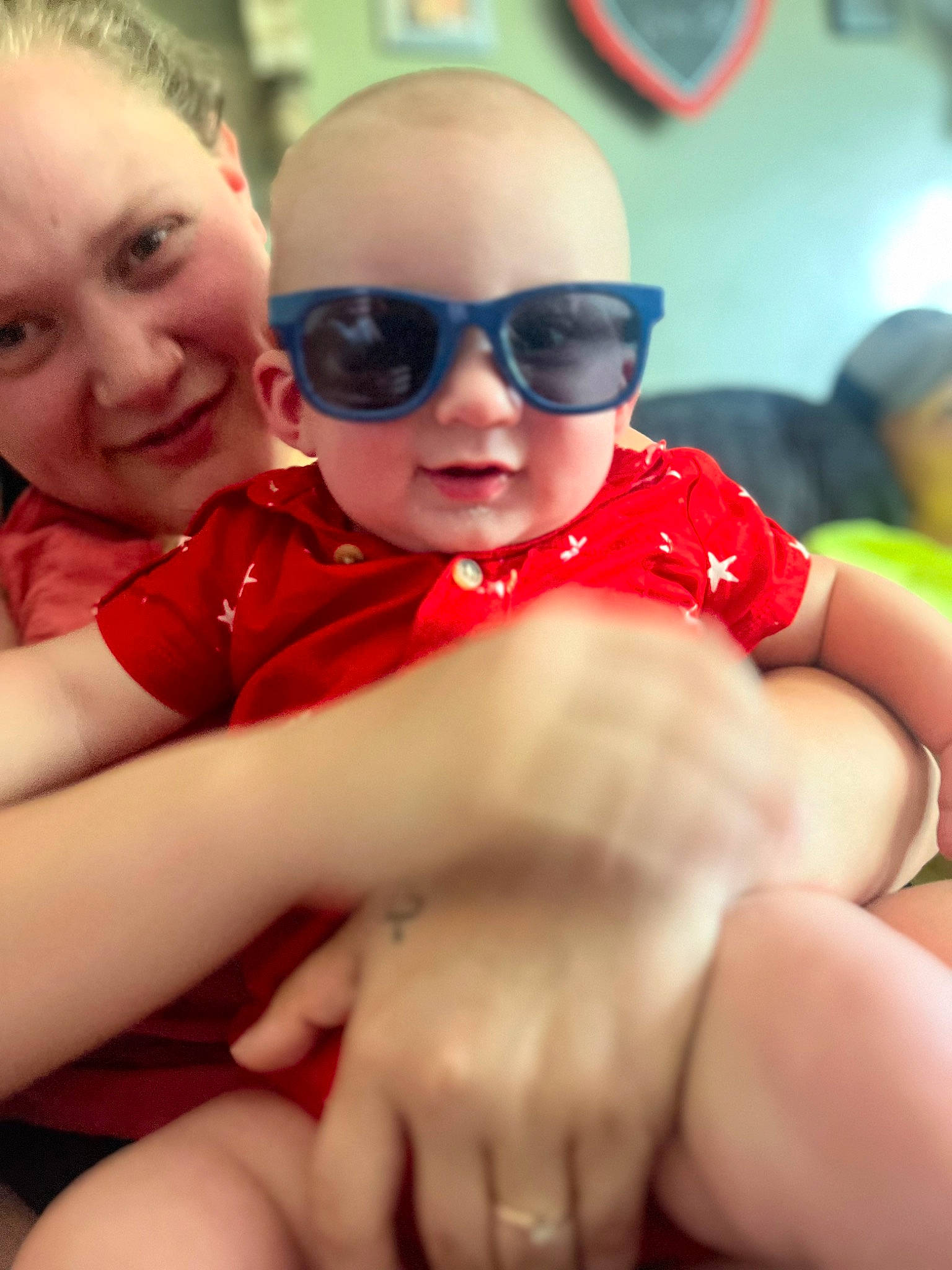 Bo joined the competition — help win amazing prizes! baby_toddler_clothing, cheek, comfort, eyewear, facial_expression, finger, gesture, glasses, goggles, happy, joy, lip, mouth, nose, person, skin, smile, sunglasses, thumb, toddler
