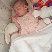 Manon participe au concours pour gagner de l'argent avec cette photo : baby, blanket, bunny_toy, child, comfort, cozy, crib, cute, fabric, fox_toy, infant, nursery, peaceful, plush_toy, polka_dot, rest, sleeping, sleepwear, small, soft