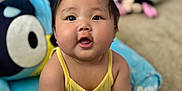 Linoa Grace is registered to the contest to win money with this photo: baby, child, crawling, yellow_clothing, plush_toy, indoor, playmat, cute, curious, soft, carpet, toy, person, young_child, infant, chubby_cheeks, smiling, bright, comfortable, home