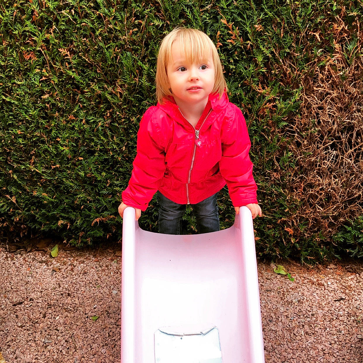 Eva a rejoint le concours — aidez-le/la à gagner de superbes lots ! child, fun, garden, grass, person, pink, plant, play, public_space, sitting, smile, toddler