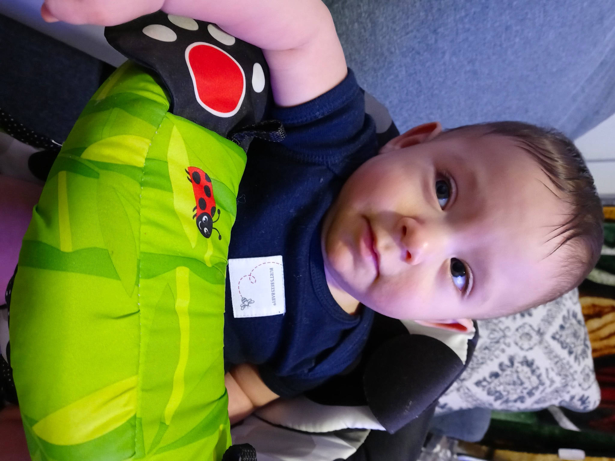 Rene joined the competition — help win amazing prizes! baby, baby_products, baby_toddler_clothing, cheek, child, eye, face, finger, fun, gesture, happy, mammal, mouth, nose, organ, person, skin, sleeve, smile, thumb