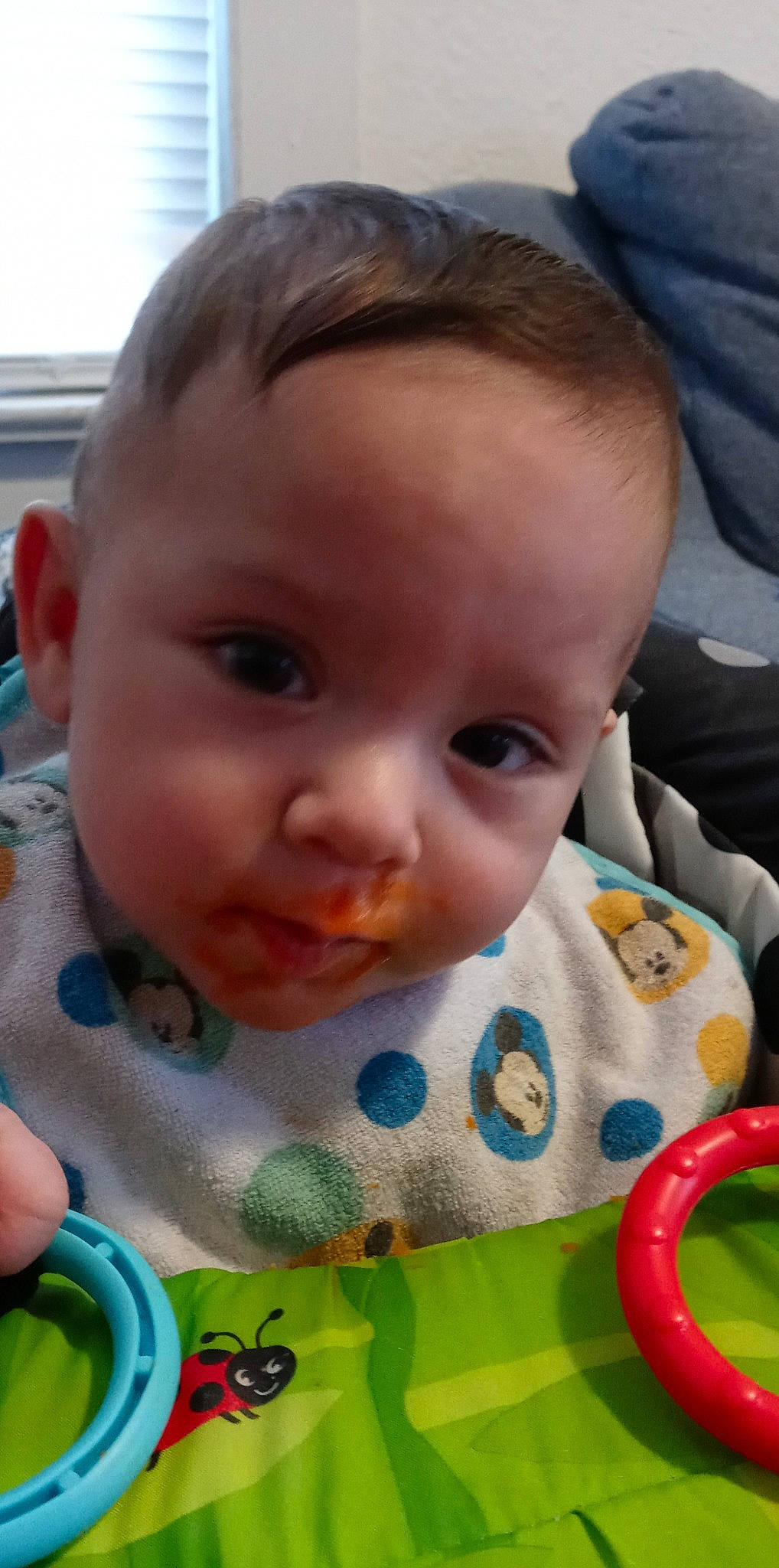 Rene is registered to the contest to win money with this photo: baby, baby_products, baby_toddler_clothing, bib, cheek, child, close_up, ear, eyelash, facial_expression, forehead, head, iris, lip, mouth, nose, people, person, product, skin