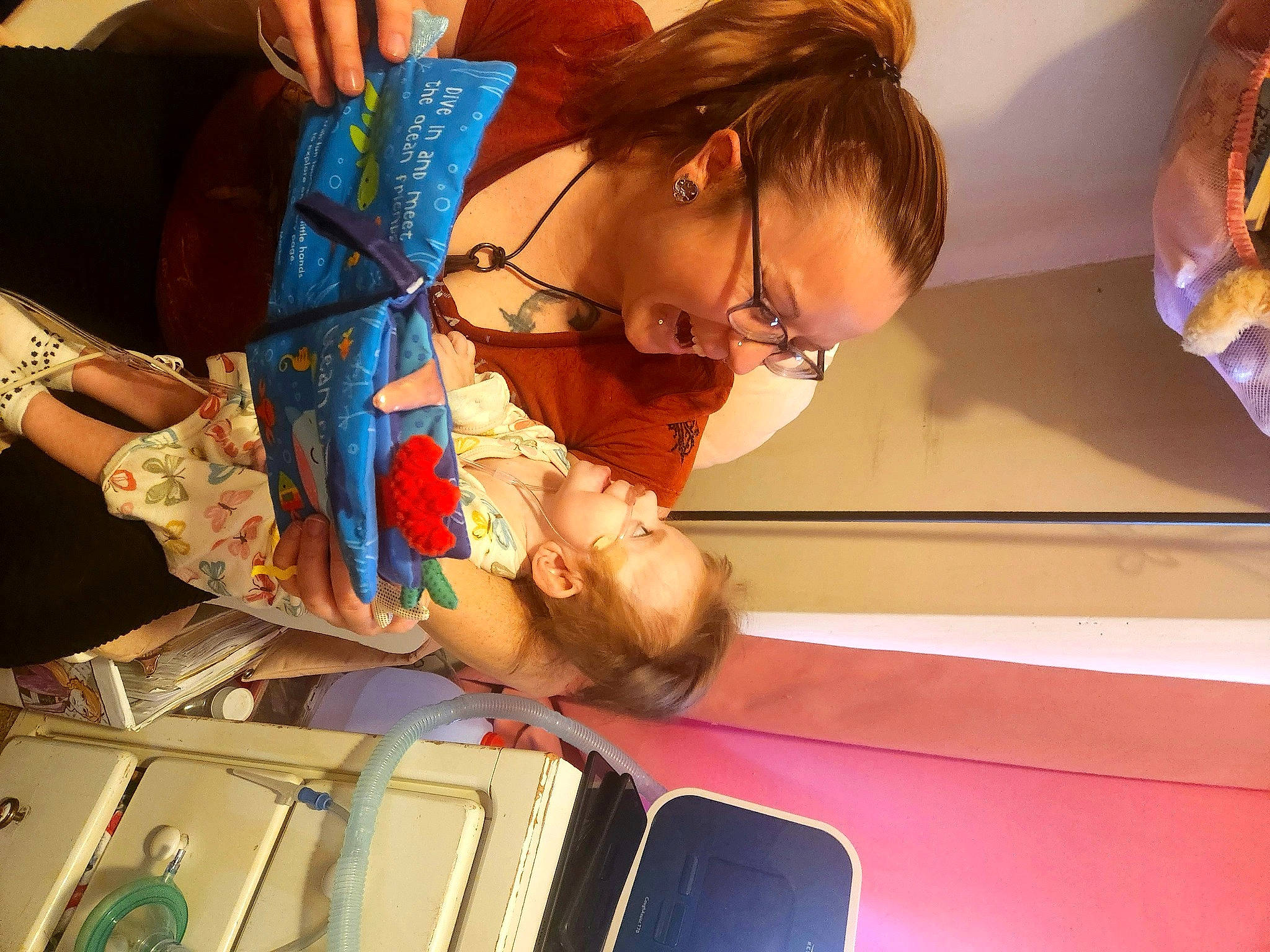 Nora joined the competition — help win amazing prizes! bag, child, communication_device, eyewear, fun, gadget, glasses, jewellery, laptop, person, portable_communications_device, room, service, toddler, travel, wrist