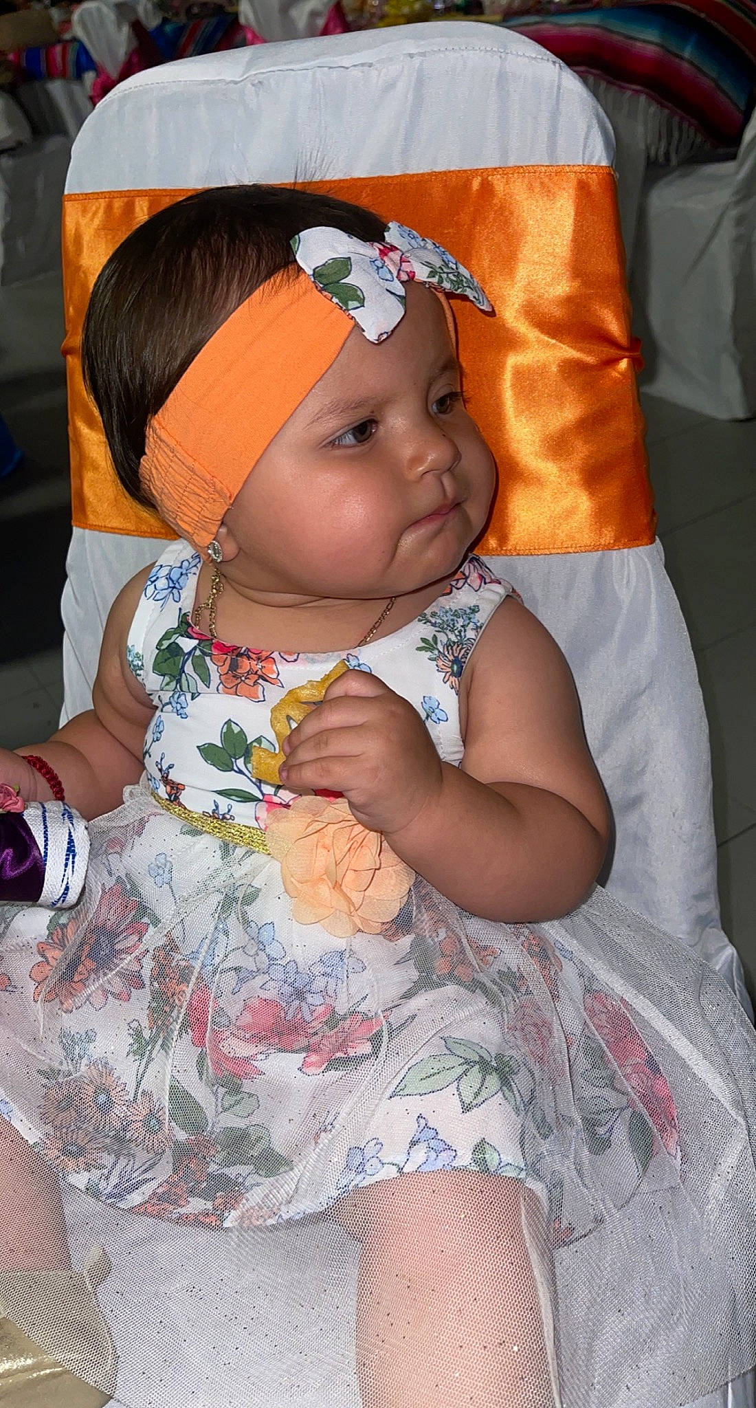 Emery joined the competition — help win amazing prizes! baby, baby_products, baby_toddler_clothing, cap, cheek, child, dress, eye, fashion_accessory, fun, happy, hat, head, headwear, iris, nose, person, pink, sitting, skin