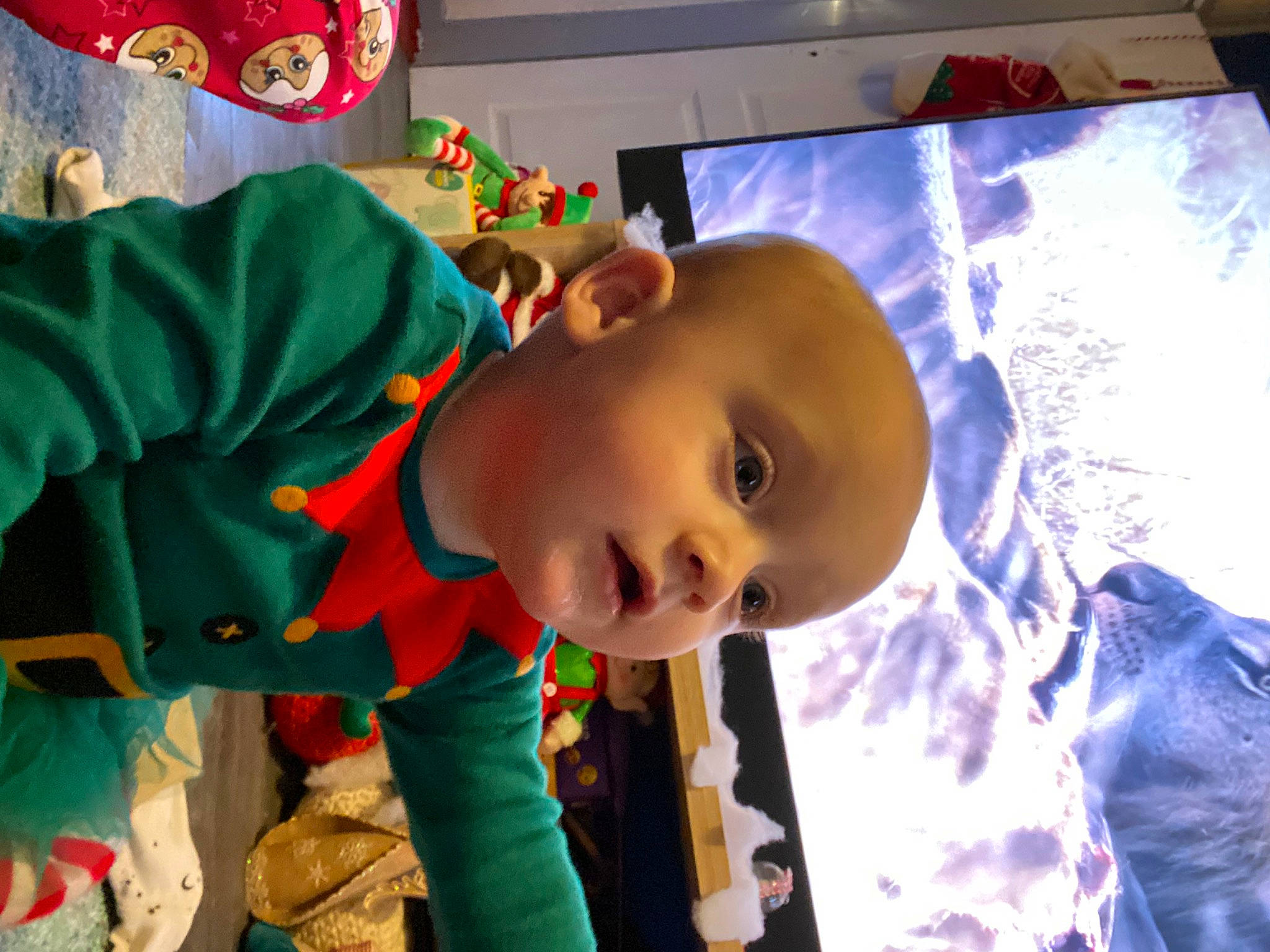 Ocean Rae joined the competition — help win amazing prizes! baby, baby_toddler_clothing, cheek, child, event, fun, happy, holiday, leisure, nose, person, play, room, smile, toddler, tradition, tree