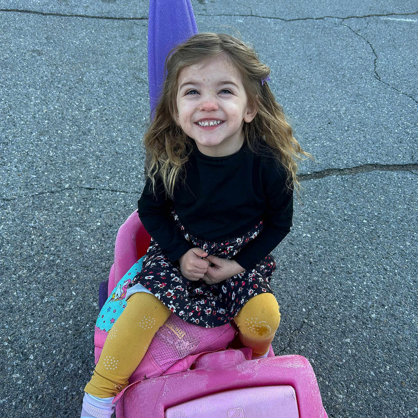 Jaesea is registered to the contest to win money with this photo: child, face, female, girl, grass, head, nature, outdoorplayarea, outdoors, park, person, photography, plant, playarea, portrait, purple, slide, toy, transportation, vehicle