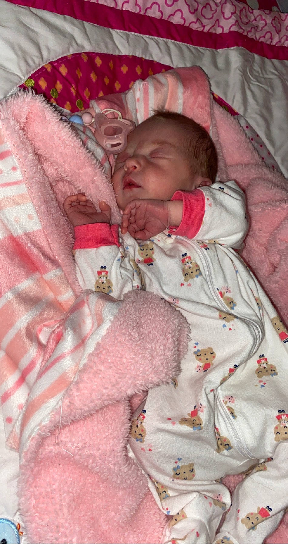 Adalynn joined the competition — help win amazing prizes! baby, baby_sleeping, bedtime, cheek, child, linens, person, pink, sleep, textile, toddler